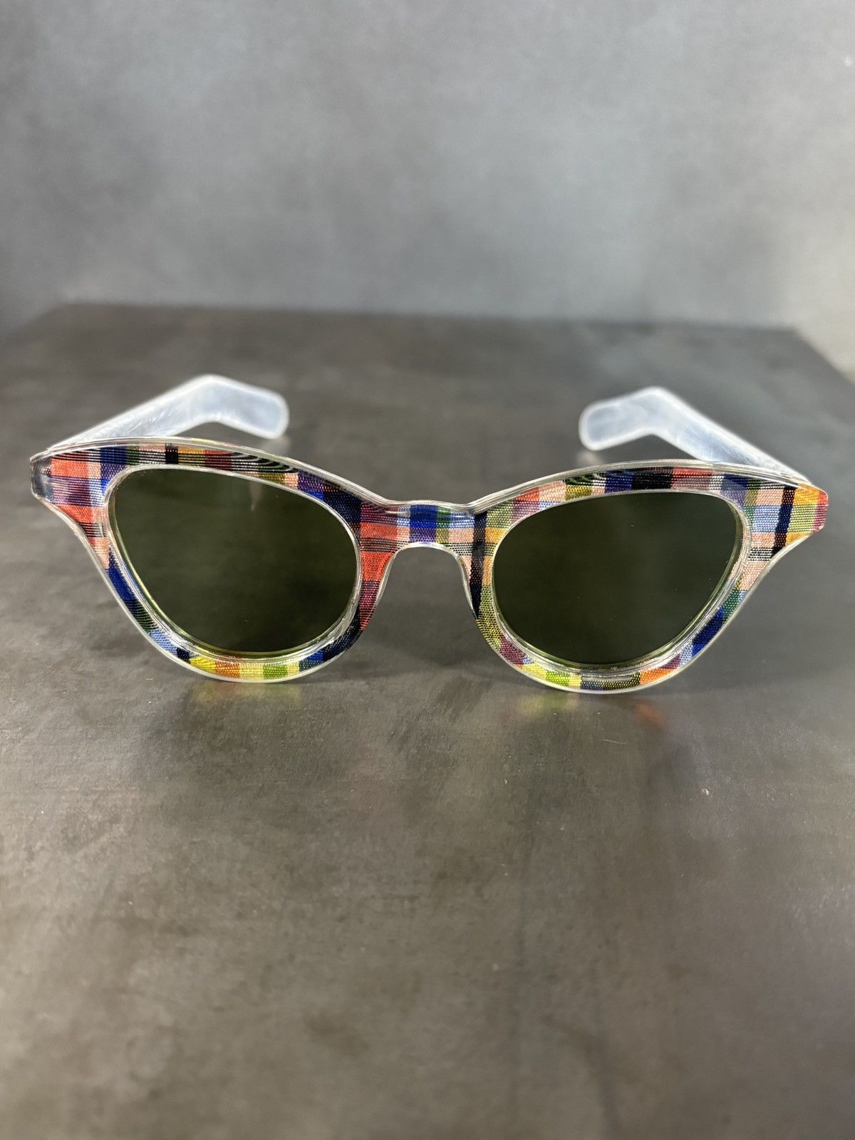 Vintage True Vintage Plaid Sunglasses 1940s 1950s Made in USA AO Size ONE SIZE - 2 Thumbnail