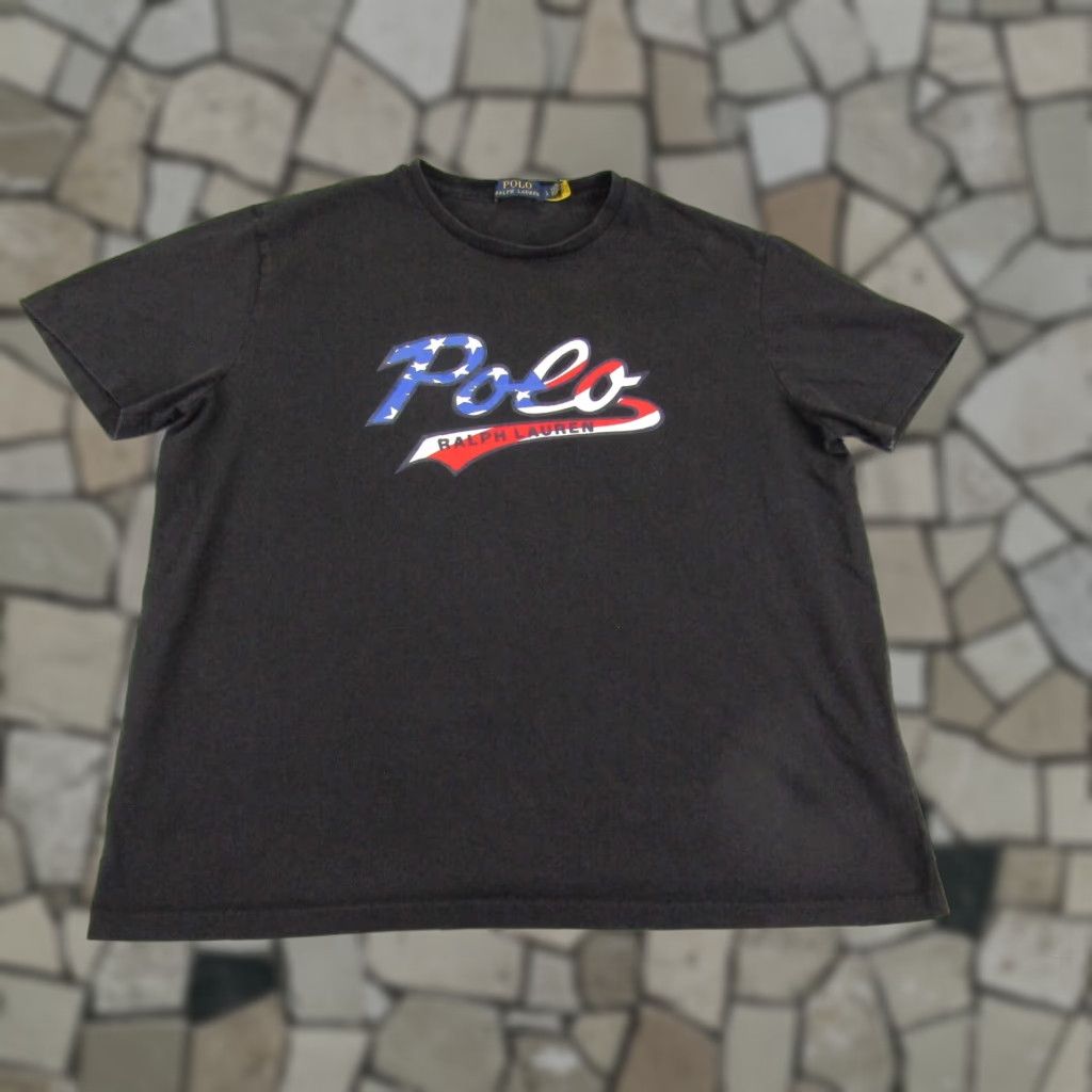Polo Ralph Lauren VINTAGE Polo Ralph Lauren Shirt Mens Large Black USA Flag Stars Stripes Tee 90s USA Mens Large Black Polo Shirt Size US L / EU 52-54 / 3 - 1 Thumbnail
