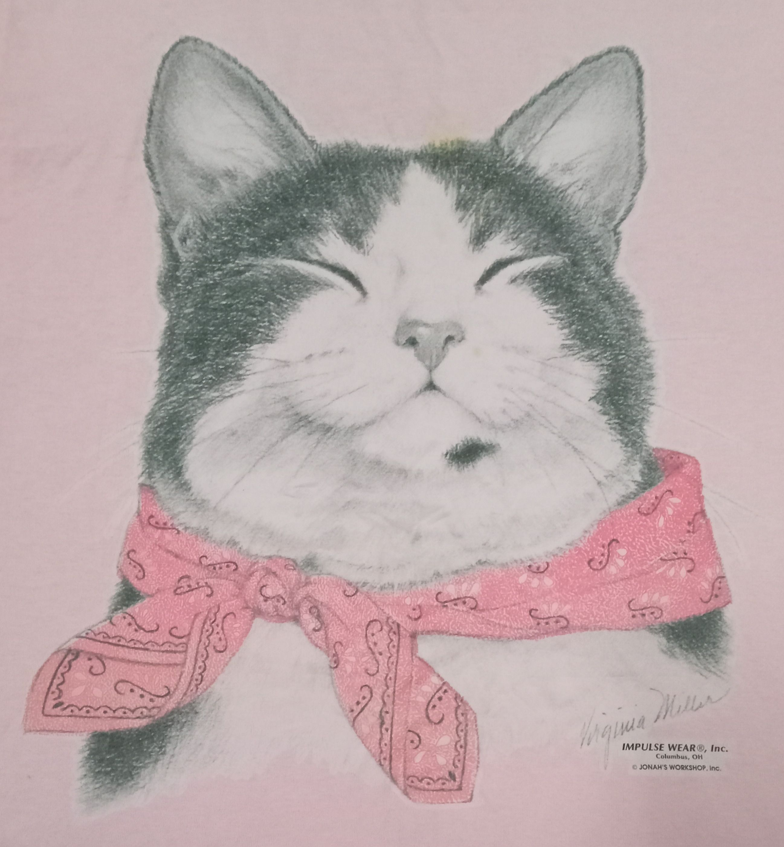 Jerzees × Vintage Vintage Rare Virginia Miller - Iron On Cat Big Face Motive Size US M / EU 48-50 / 2 - 1 Thumbnail