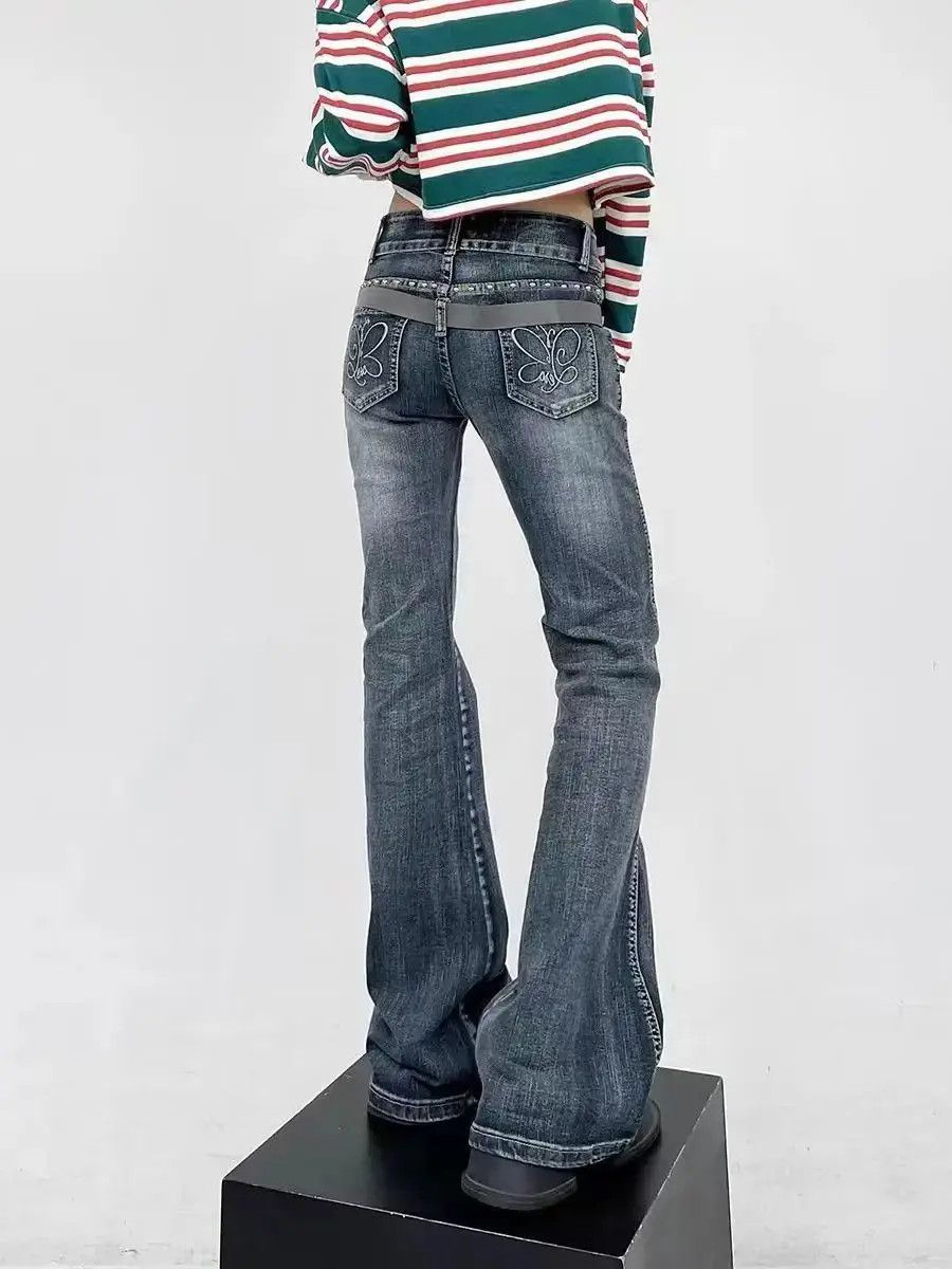Japanese Brand Vintage Street Hip Hop Y2K Micro Flare Jeans Size US 30 / EU 46 - 3 Thumbnail