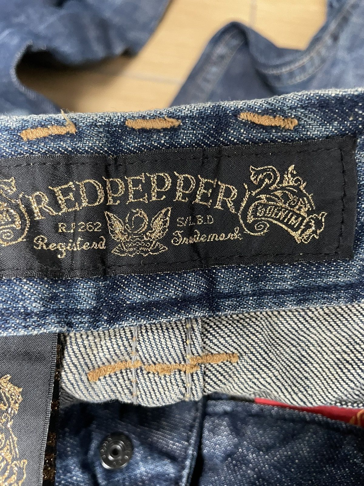 If Six Was Nine × Japanese Brand Vintage Y2K Red Pepper Gold Label Flare Low Rise Denim Jeans Size US 30 / EU 46 - 17 Thumbnail