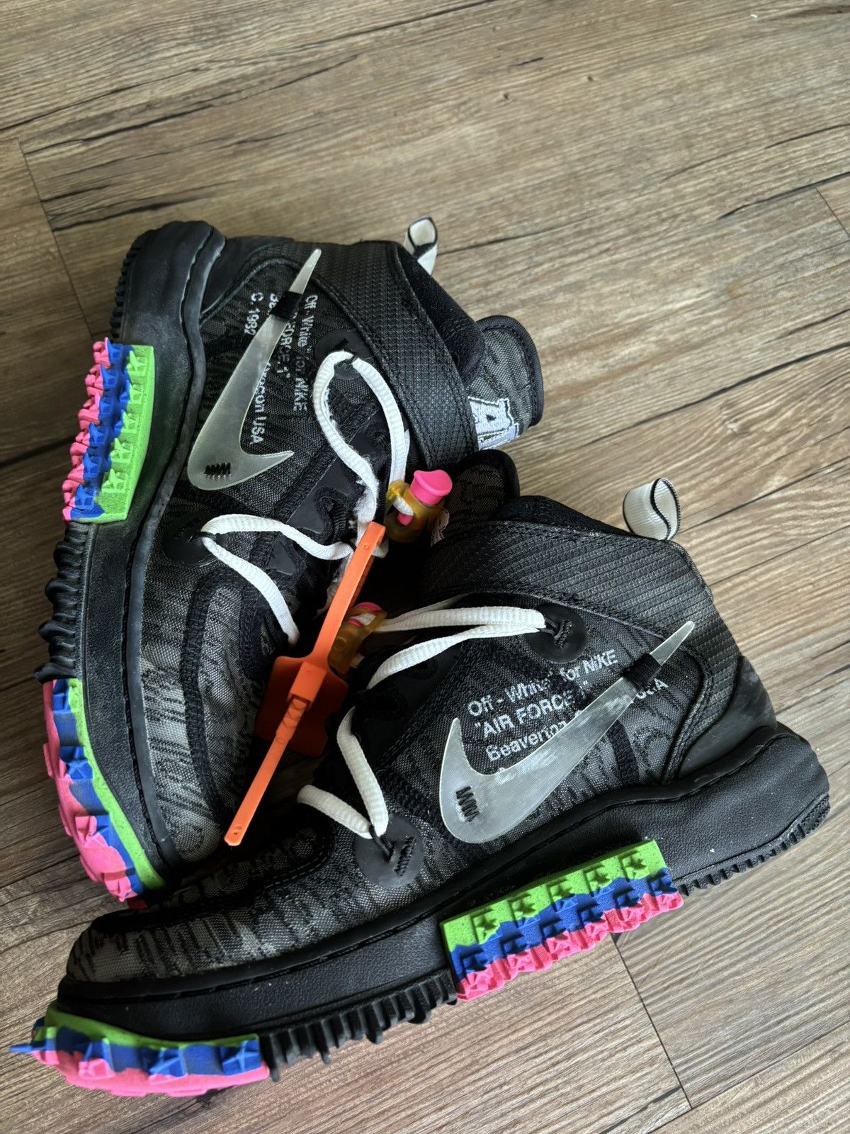 Nike × Off-White Off White Nike Air Force Mid Black Size US 6 / EU 39 - 2 Thumbnail