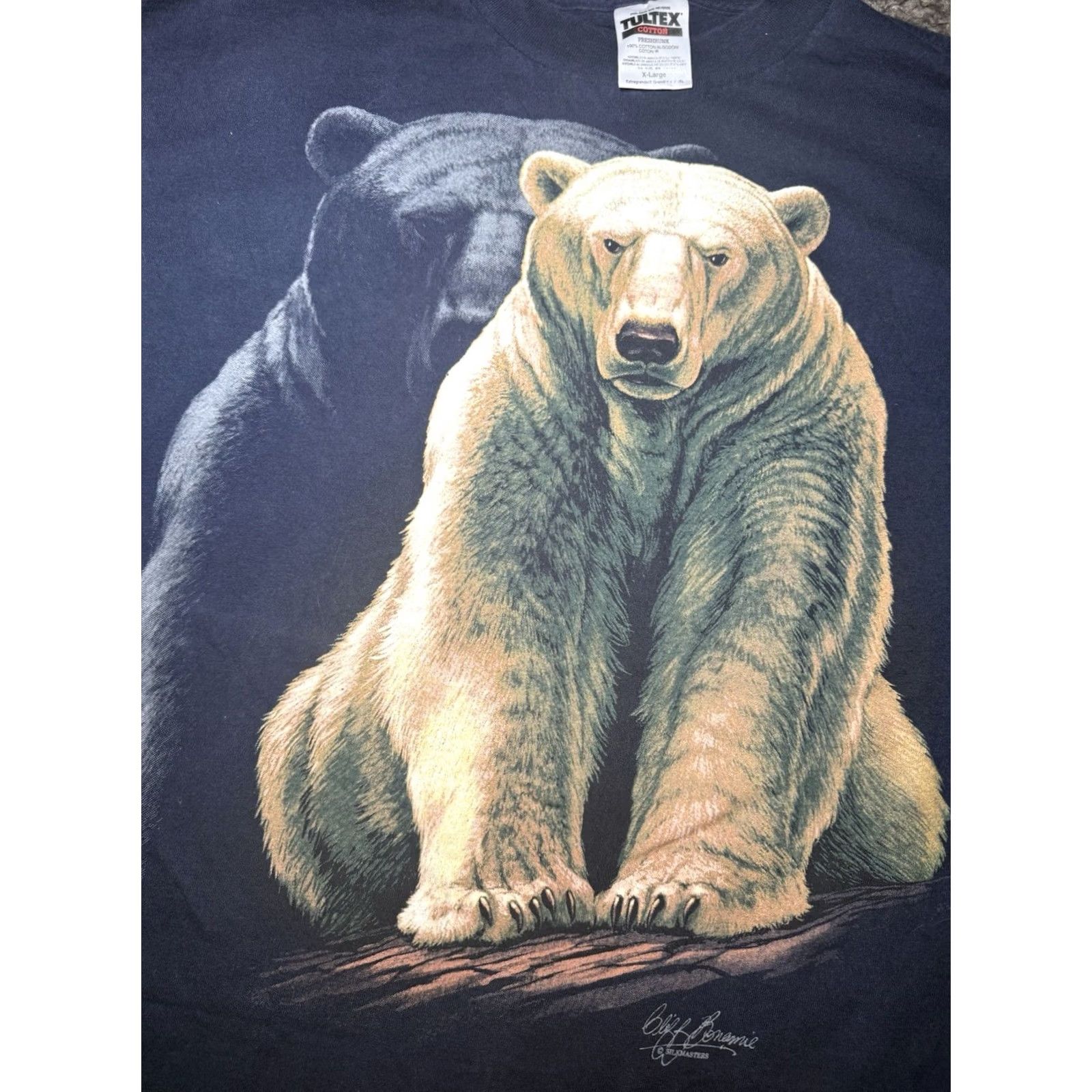 Gloverall Vtg 90's Grizzly Polar bear Tee Shirt Graphic All Over Print nature outdoors XL Blue Mens Graphic Tee Size US XL / EU 56 / 4 - 2 Thumbnail