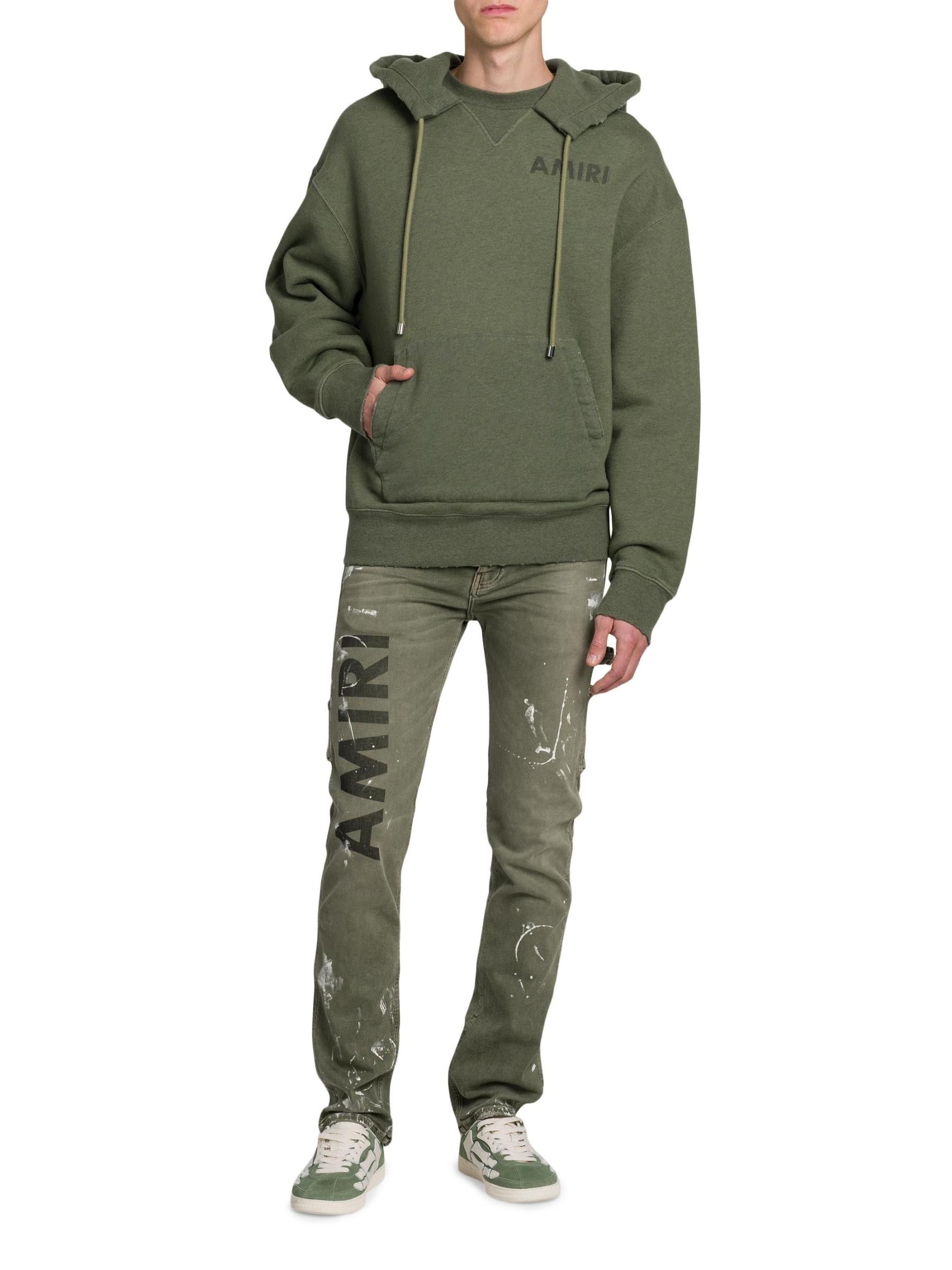Amiri os11x1225 Stencil Cotton Oversized Hoodie in Olive Green Size US L / EU 52-54 / 3 - 6 Thumbnail