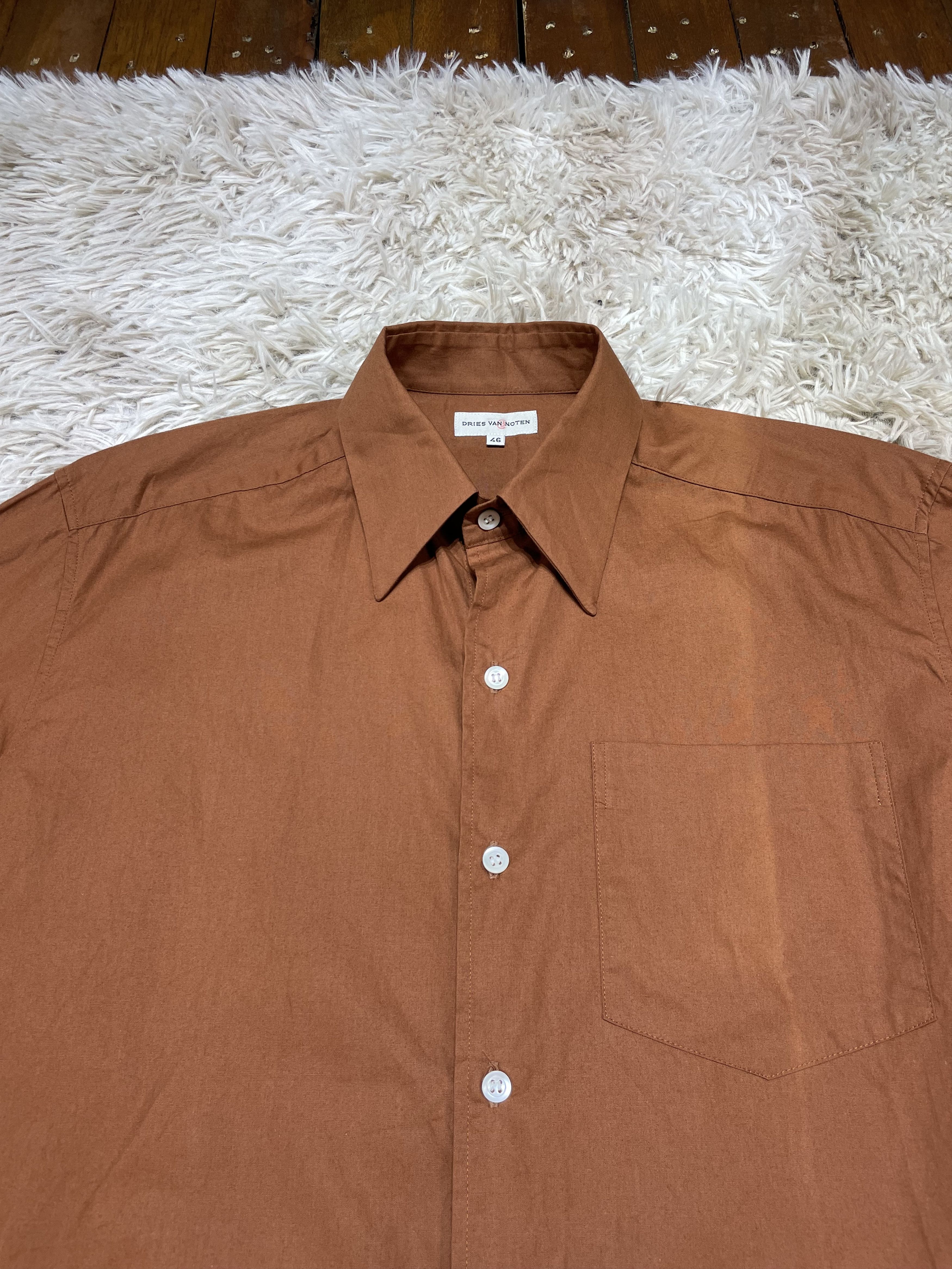 Dries Van Noten Brown Button Up Shirt 100% Cotton Men Size S Fit Size US S / EU 44-46 / 1 - 4 Thumbnail