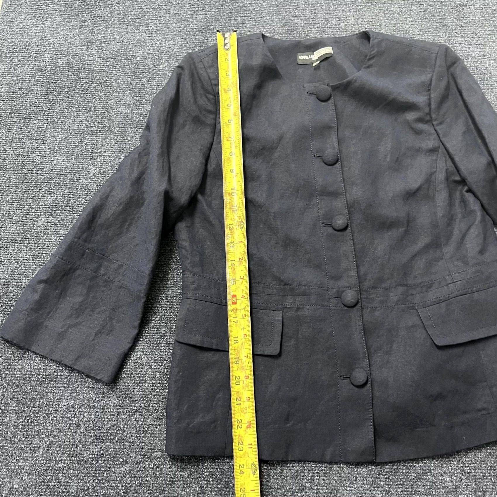 Karl Lagerfeld Karl Lagerfeld Paris Blazer Womens 8 Gray Linen Blend 3/4 Sleeve Button Front Size M / US 6-8 / IT 42-44 - 5 Thumbnail