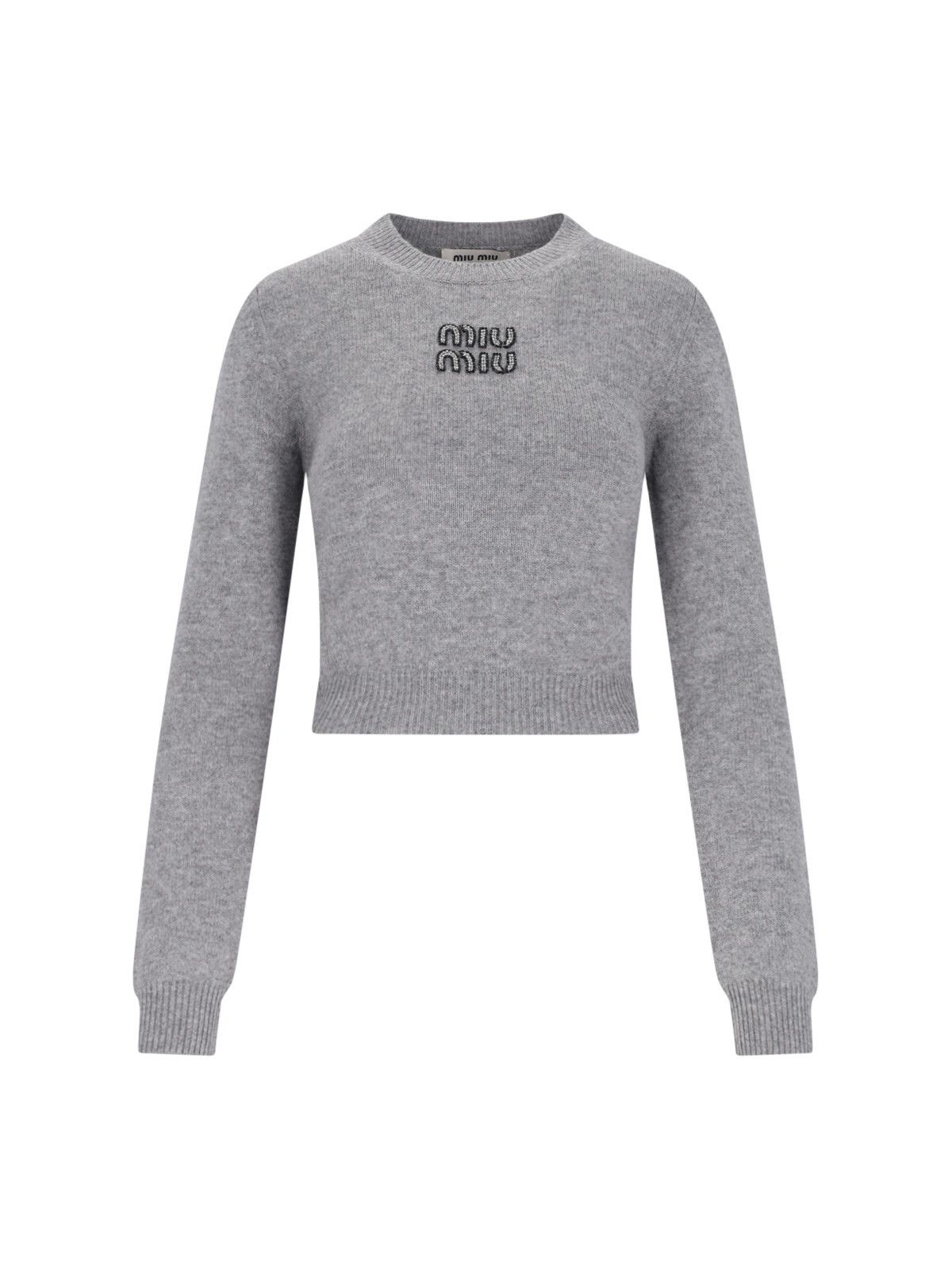 Miu Miu CROPPED SWEATER WITH RHINESTONES Size XS / US 0-2 / IT 36-38 - 1 Thumbnail