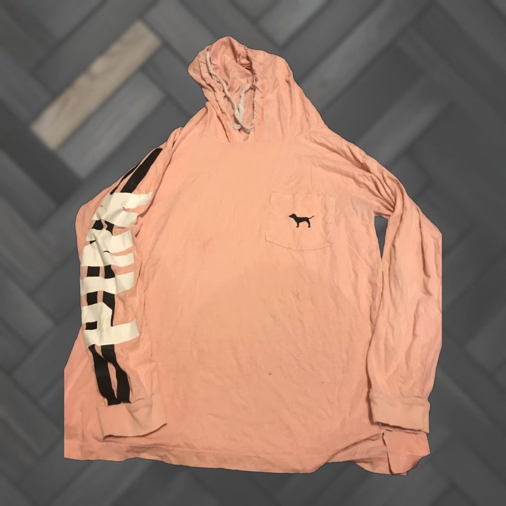 Victoria's Secret Victoria's Secret PINK Hoodie Shirt Woman M Peach V-Neck Pullover Hooded Oversized Logo Size M / US 6-8 / IT 42-44 - 1 Thumbnail