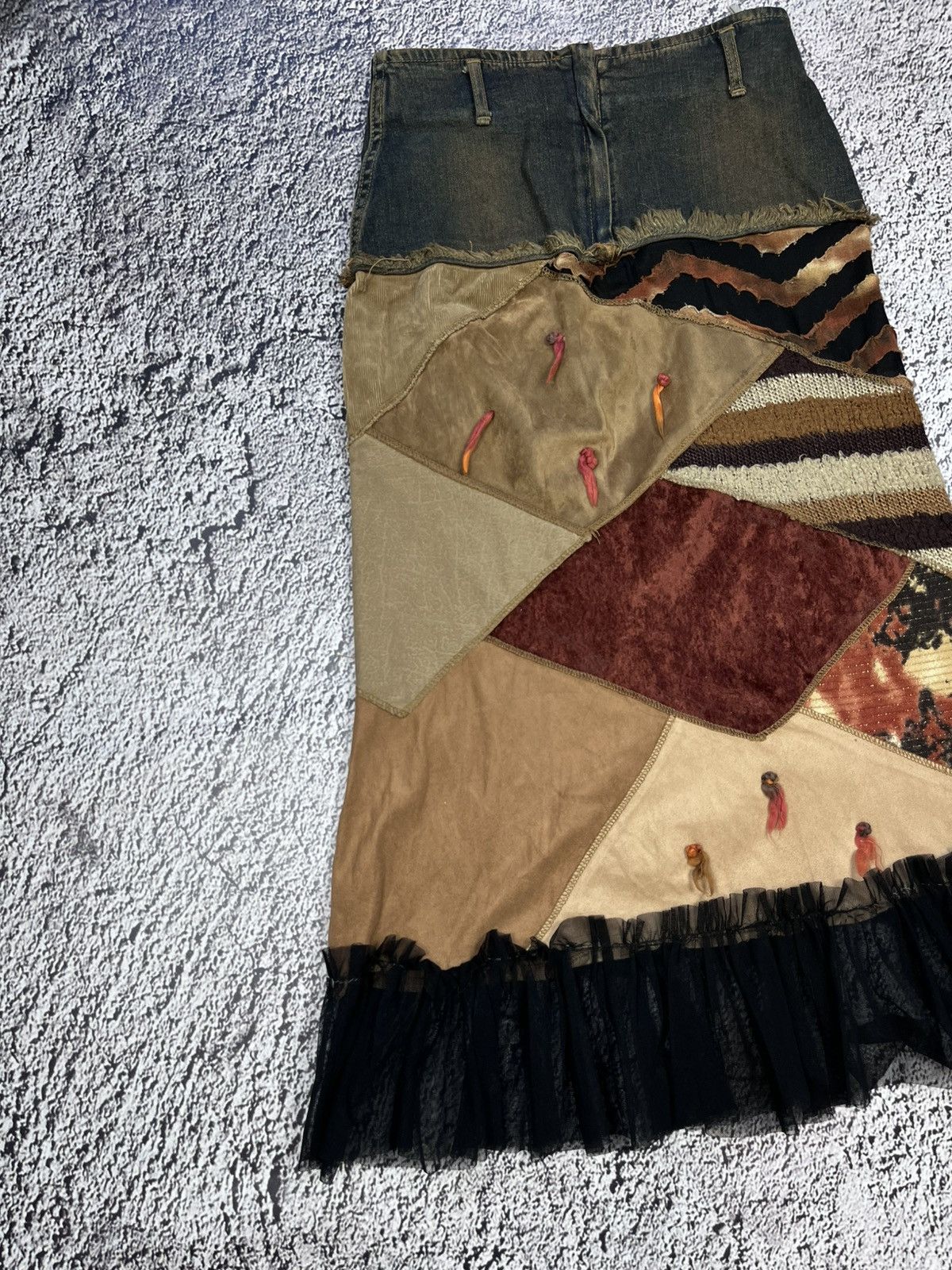 Vintage Vintage Avant Garde Reworked Patchwork Skirt Cop Copine Vibe Size 27" / US 4 / IT 40 - 2 Thumbnail