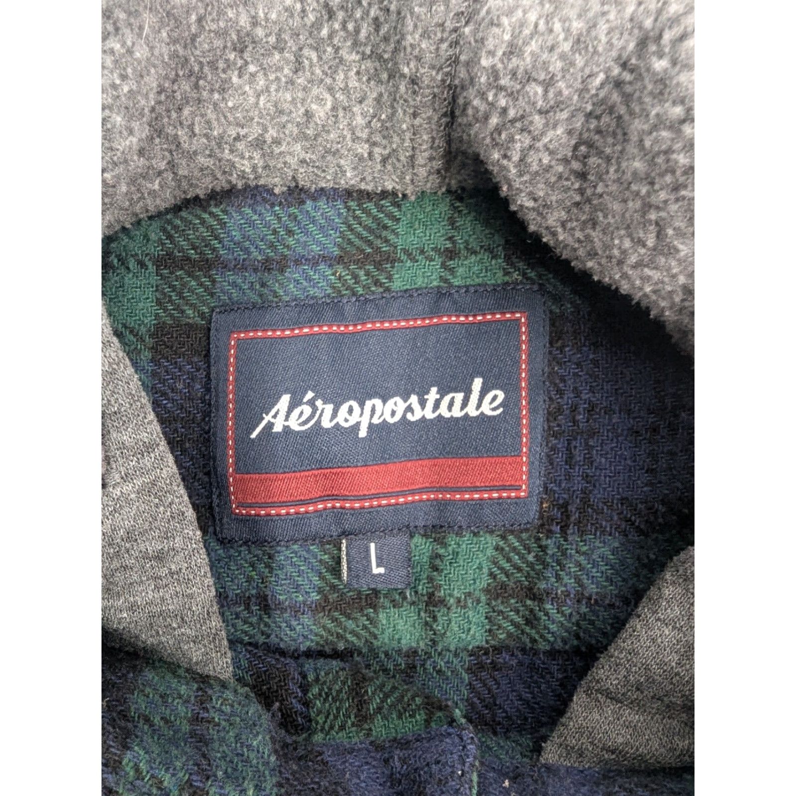 Aeropostale Aeropostale Shirt Mens Large Hooded Flannel Plaid Green Blue Long Sleeve Button-Up Areo Classic Casual Workwear Size US L / EU 52-54 / 3 - 7 Thumbnail