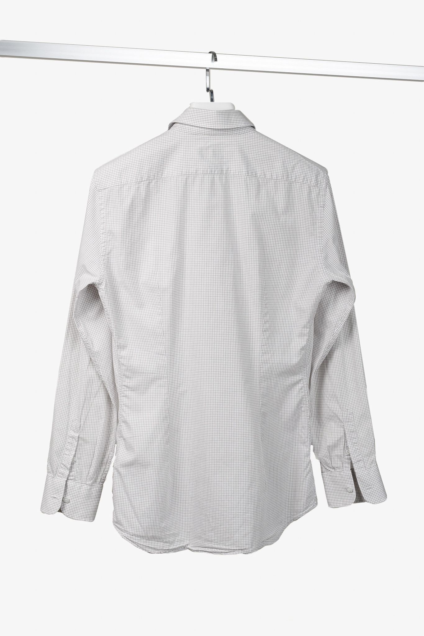 Prada Prada 2015 Small Check White & Taupe Cotton Button-Up Oxford Size US S / EU 44-46 / 1 - 2 Thumbnail