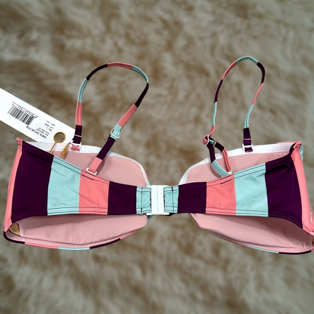 Tanya Taylor Tanya Taylor Swim Bikini Top Poppy Pink Purple Stripe L NWT Womens Top Strap Spaghetti Recycled Polyamide Size L / US 10 / IT 46 - 1 Thumbnail