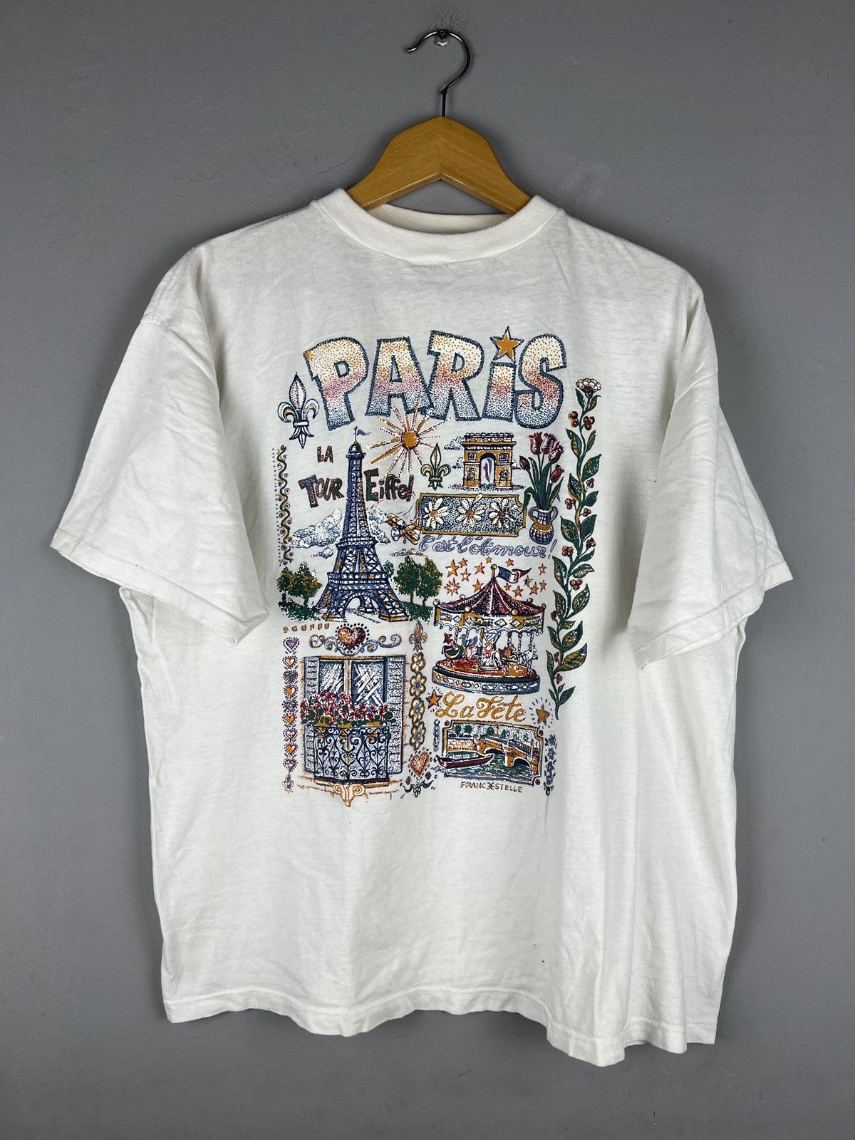 Designer × Vintage Vintage 90s Paris city tee Size US L / EU 52-54 / 3 - 1 Thumbnail