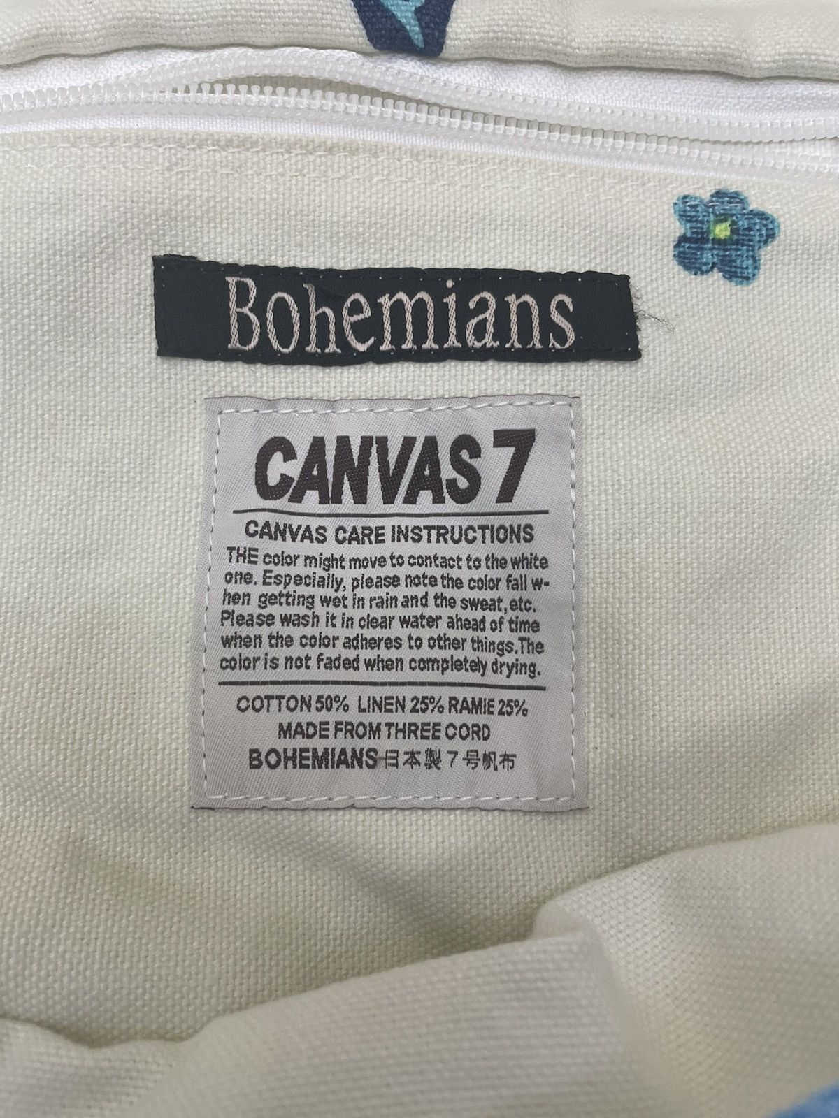 Japanese Brand Bohemians Japan Canvas 7 Art Bag | Bird Floral Ramie Cotton Size ONE SIZE - 5 Thumbnail