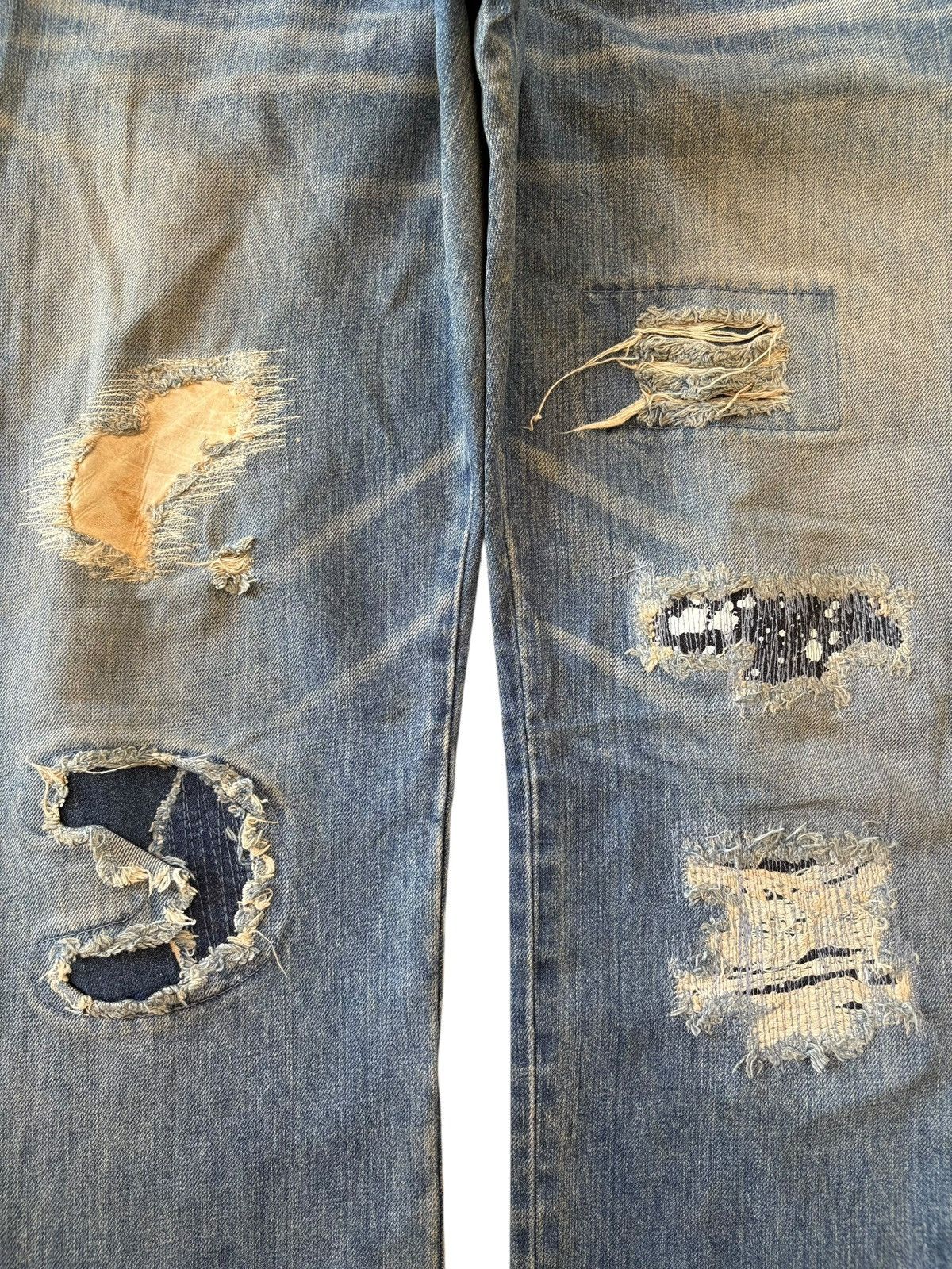 Kapital Vintage Japanese Brand Mud Wash Patch Distress Baggy Jeans Size US 34 / EU 50 - 3 Thumbnail