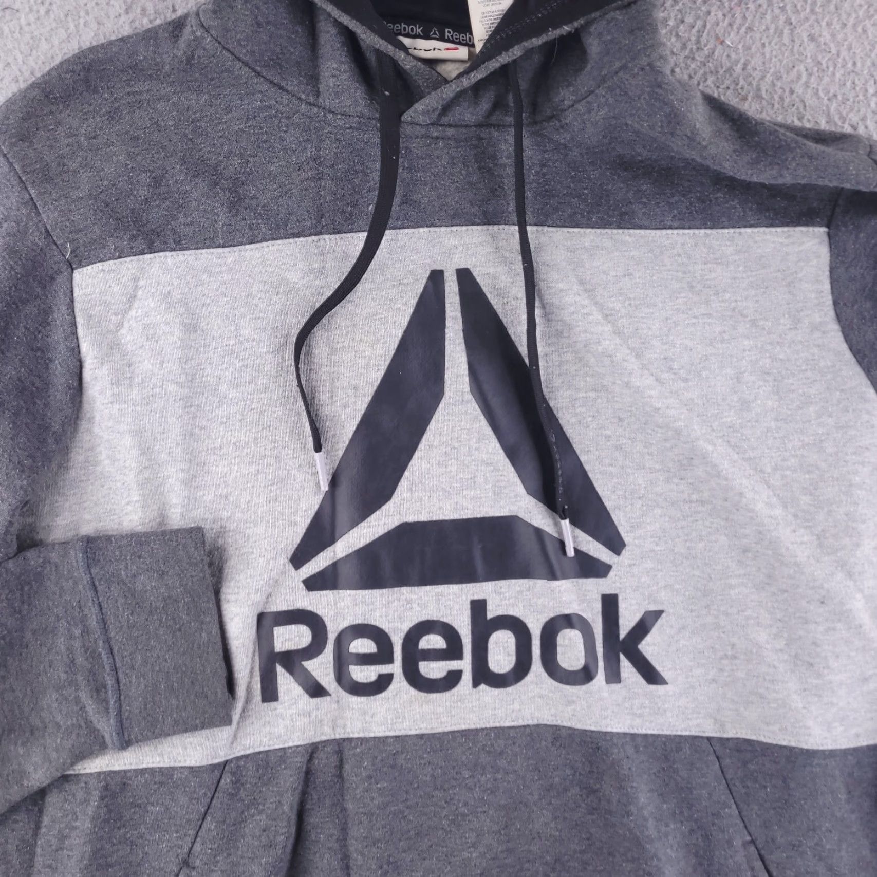 Reebok Reebok Hoodie Mens L Gray Sweatshirt Stripe Colorblock Run Gym Basic Size US L / EU 52-54 / 3 - 2 Thumbnail