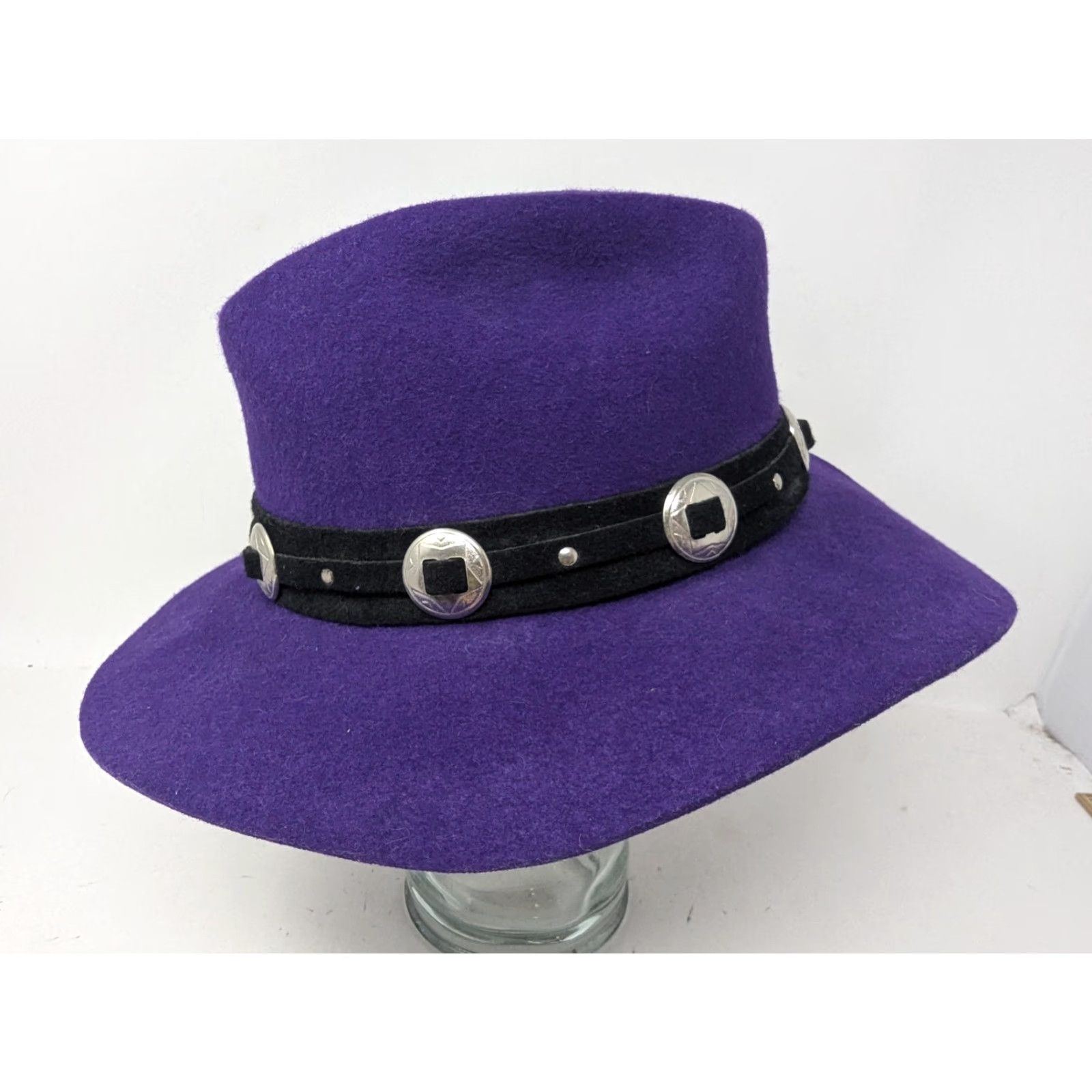 Vintage Vintage Eddy Bros Hat Cowboy Fitted Mens Medium Purple Wool Western Concho 90s Size ONE SIZE - 4 Thumbnail