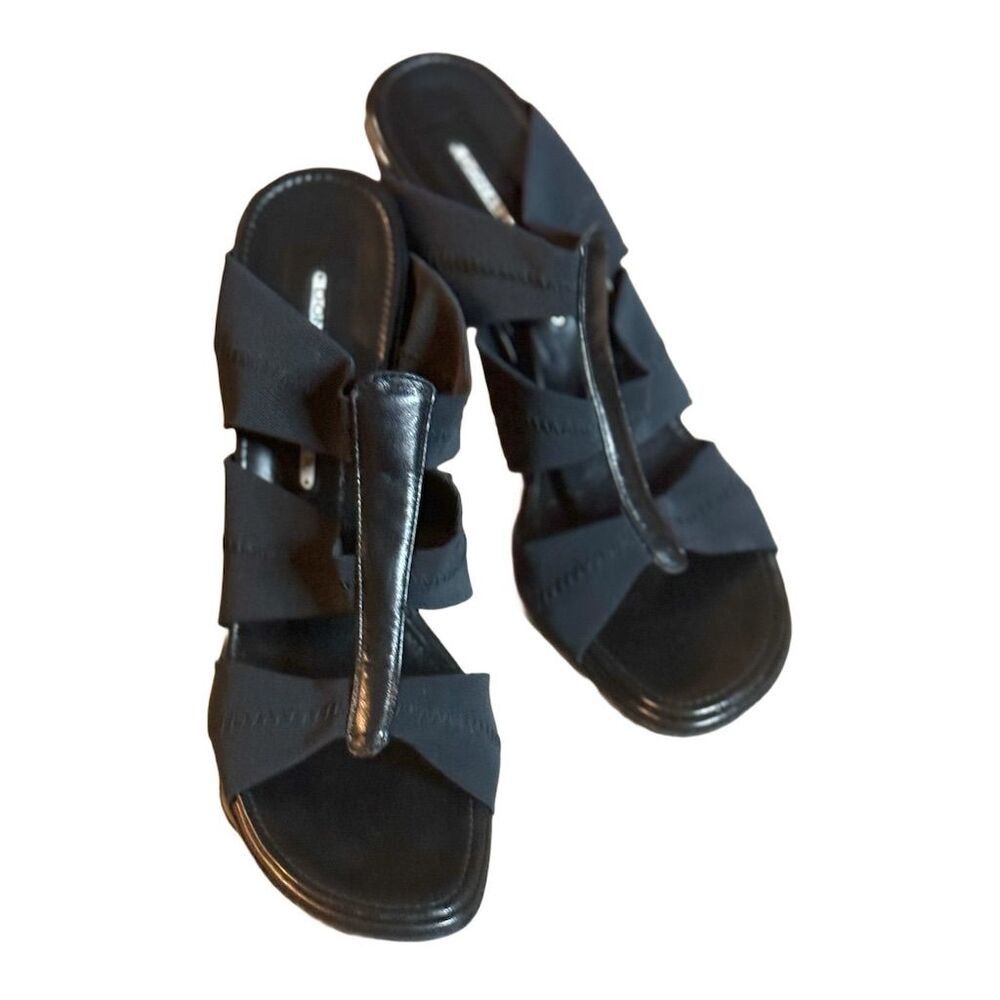 Donald Pliner Donald J. Pliner Women's Black Strappy Mesh Heeled Sandals Size US 9.5 / IT 39.5 - 5 Thumbnail