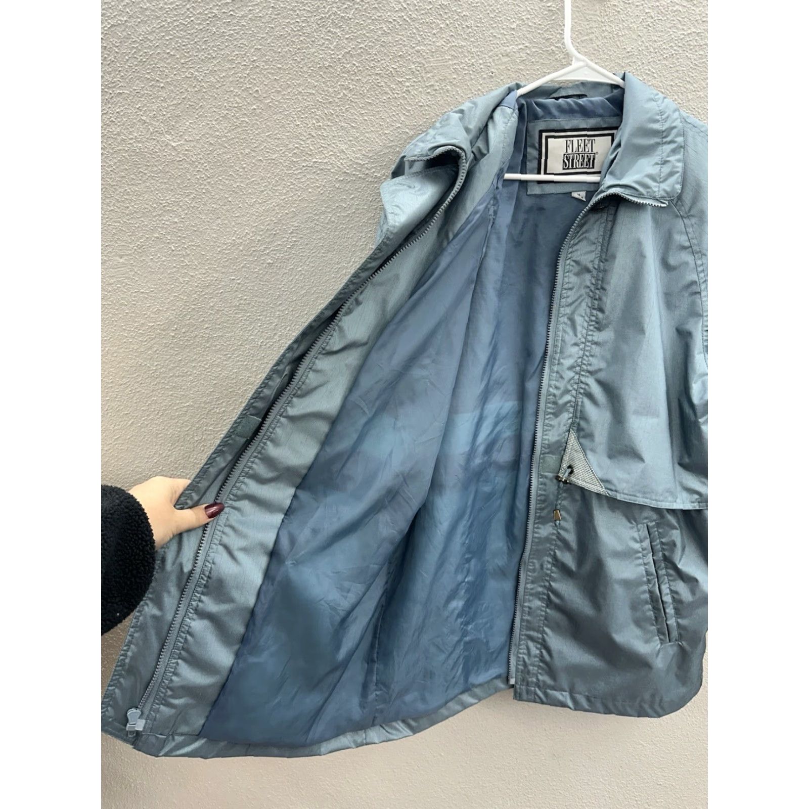 Vintage Fleet Street Womens Jacket Size Medium Blue Double Closure Zip Up Lined Collared Jacket Size M / US 6-8 / IT 42-44 - 5 Thumbnail