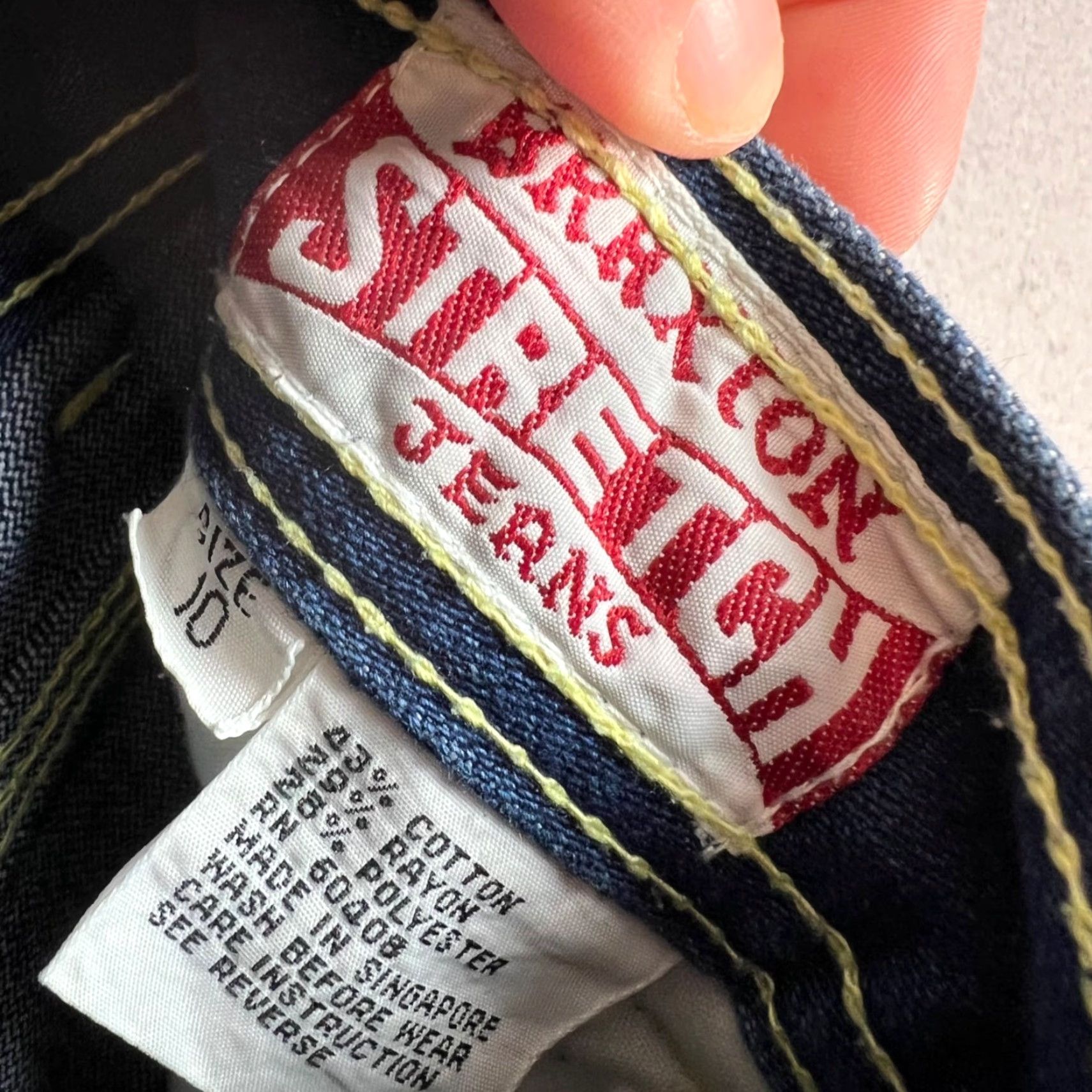 Denime Branton Stretch Jeans Womens Size 10 Dark Wash Denim Cowgirl Straight Leg Size 32" / US 10 / IT 46 - 3 Thumbnail