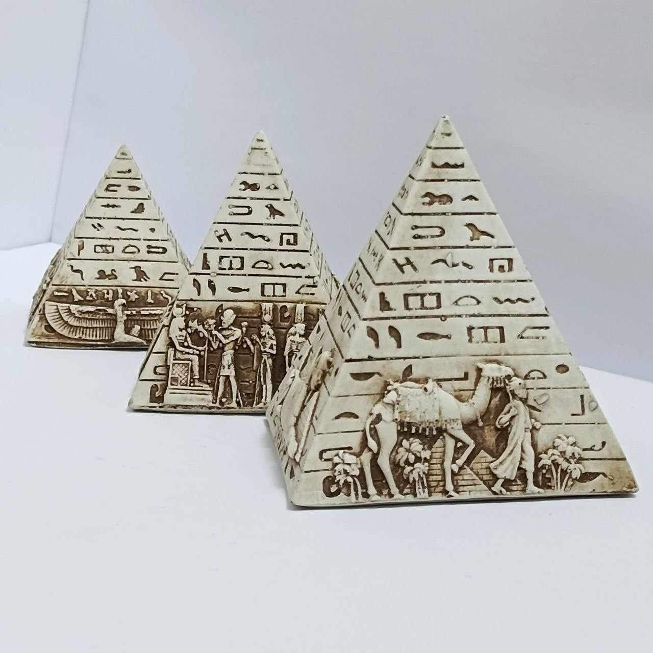 Handmade Egyptian pyramid statue souvenir, hieroglyph design Size ONE SIZE - 1 Thumbnail
