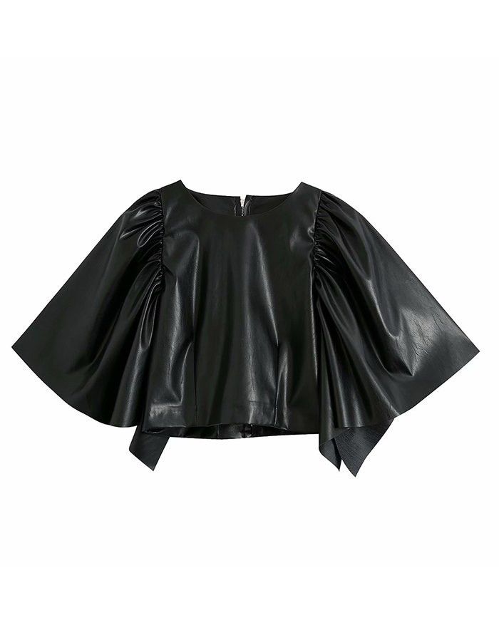 Japanese Brand Real Leather Cropped Top 🖤➕ Size XS / US 0-2 / IT 36-38 - 1 Thumbnail