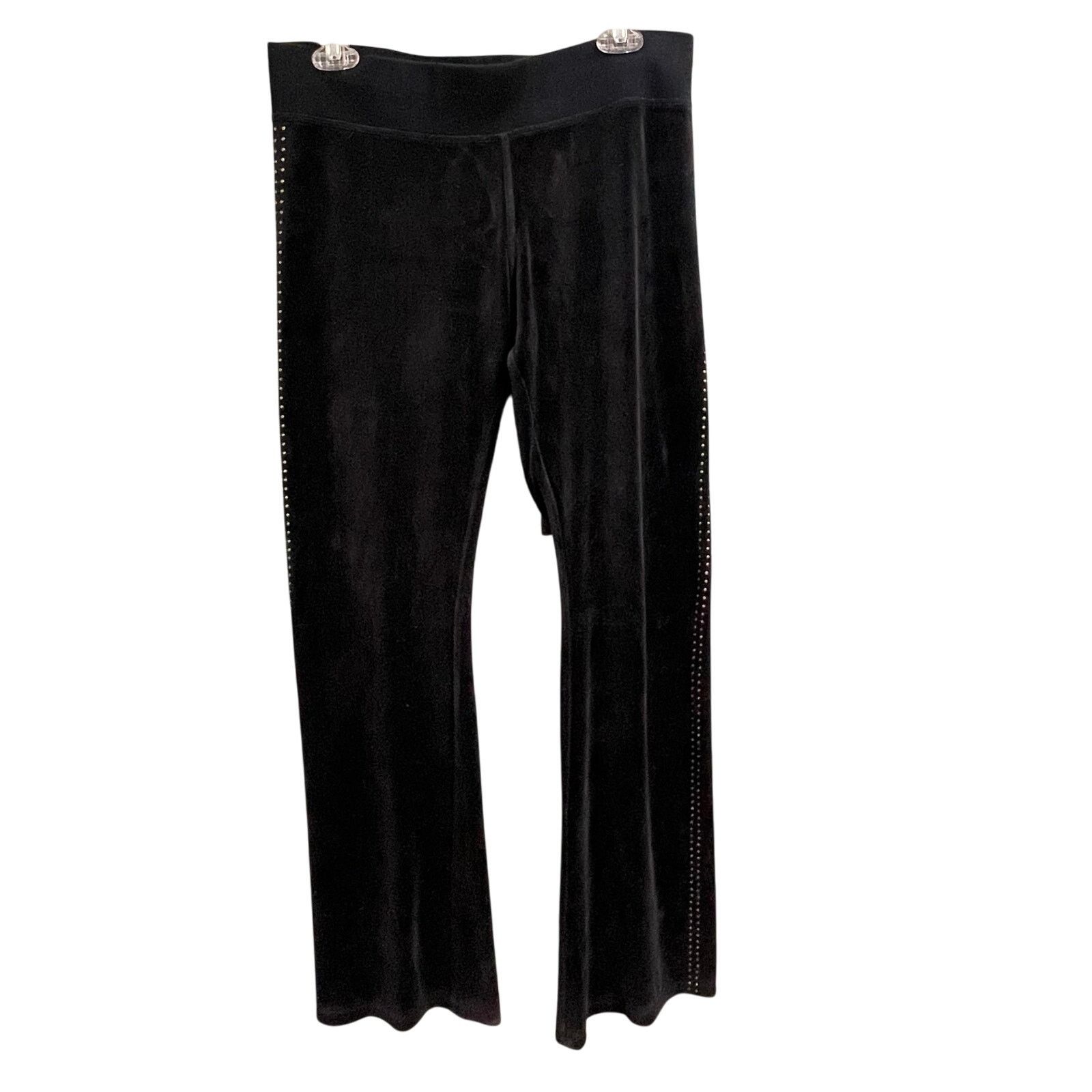 Express Express Charcoal Black Y2K Velour Pull On Pants Flare Leg Size 26" / US 2 / IT 38 - 1 Thumbnail