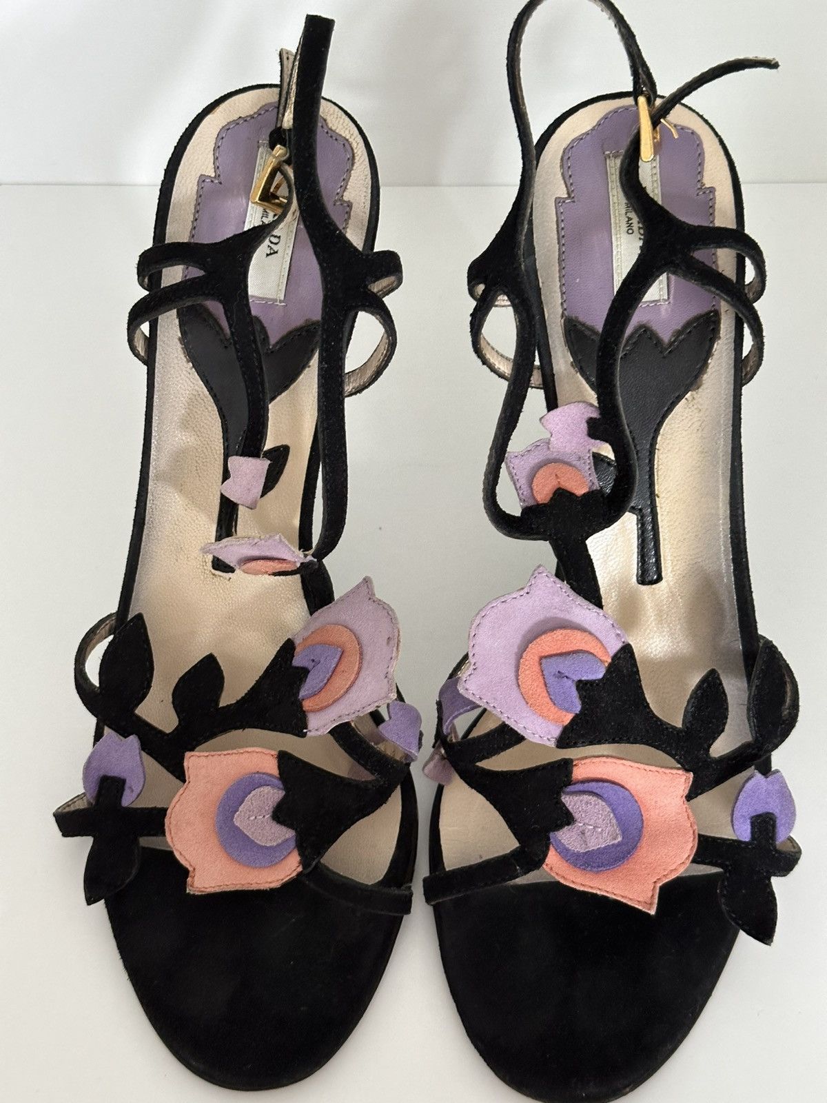 Designer × Prada Prada floral suede heels Size US 7.5 / IT 37.5 - 8 Thumbnail
