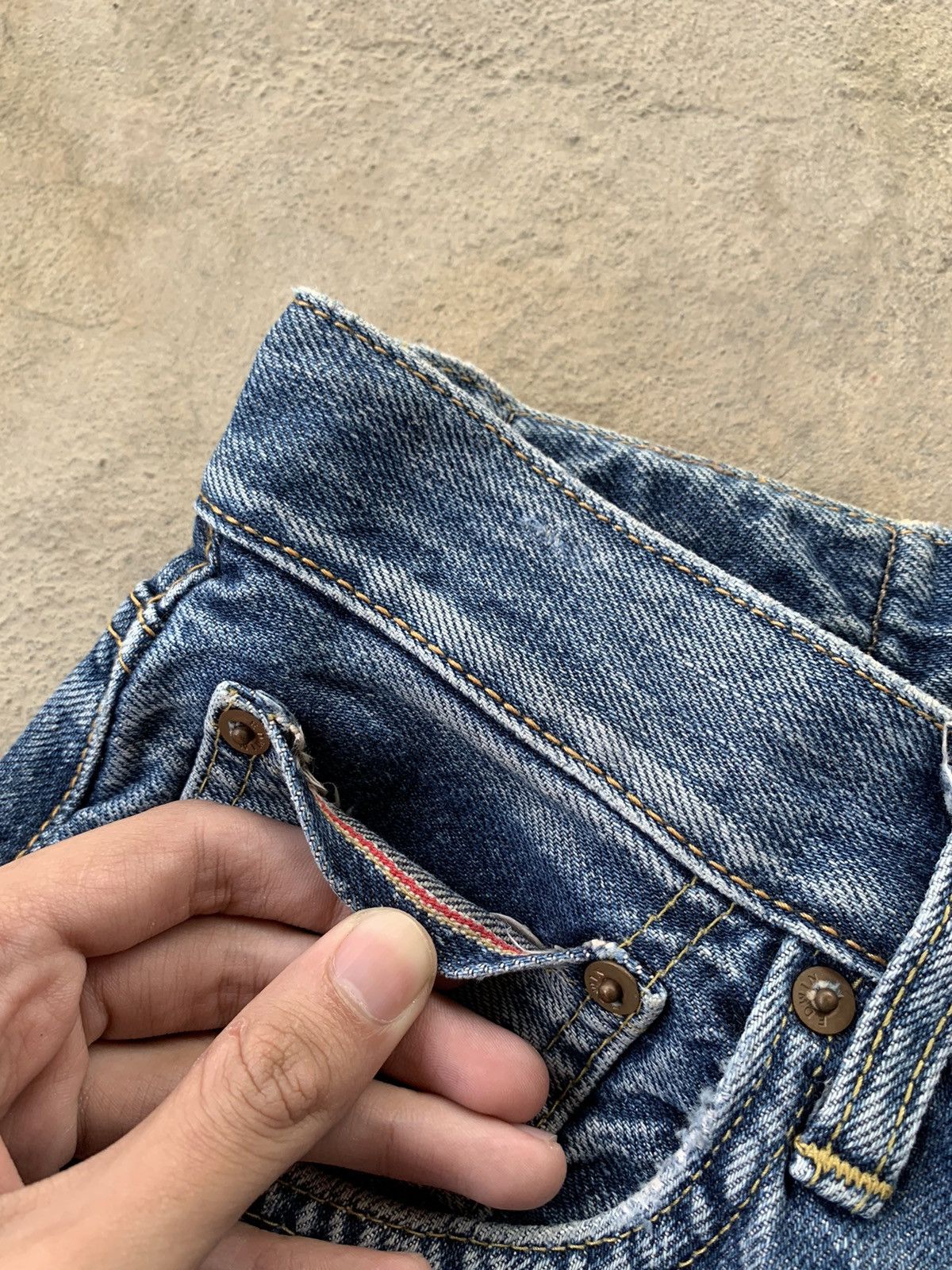 Edwin × Vintage Vintage Edwin Baggy Selvedge Distressed Denim Size US 28 / EU 44 - 7 Thumbnail