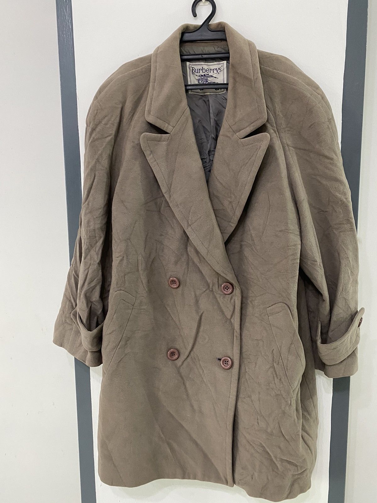 Image of Burberry Prorsum Vintage Burberrys Prorsum Double Breasted Wool Jacket Coat in Tan (Size Large)