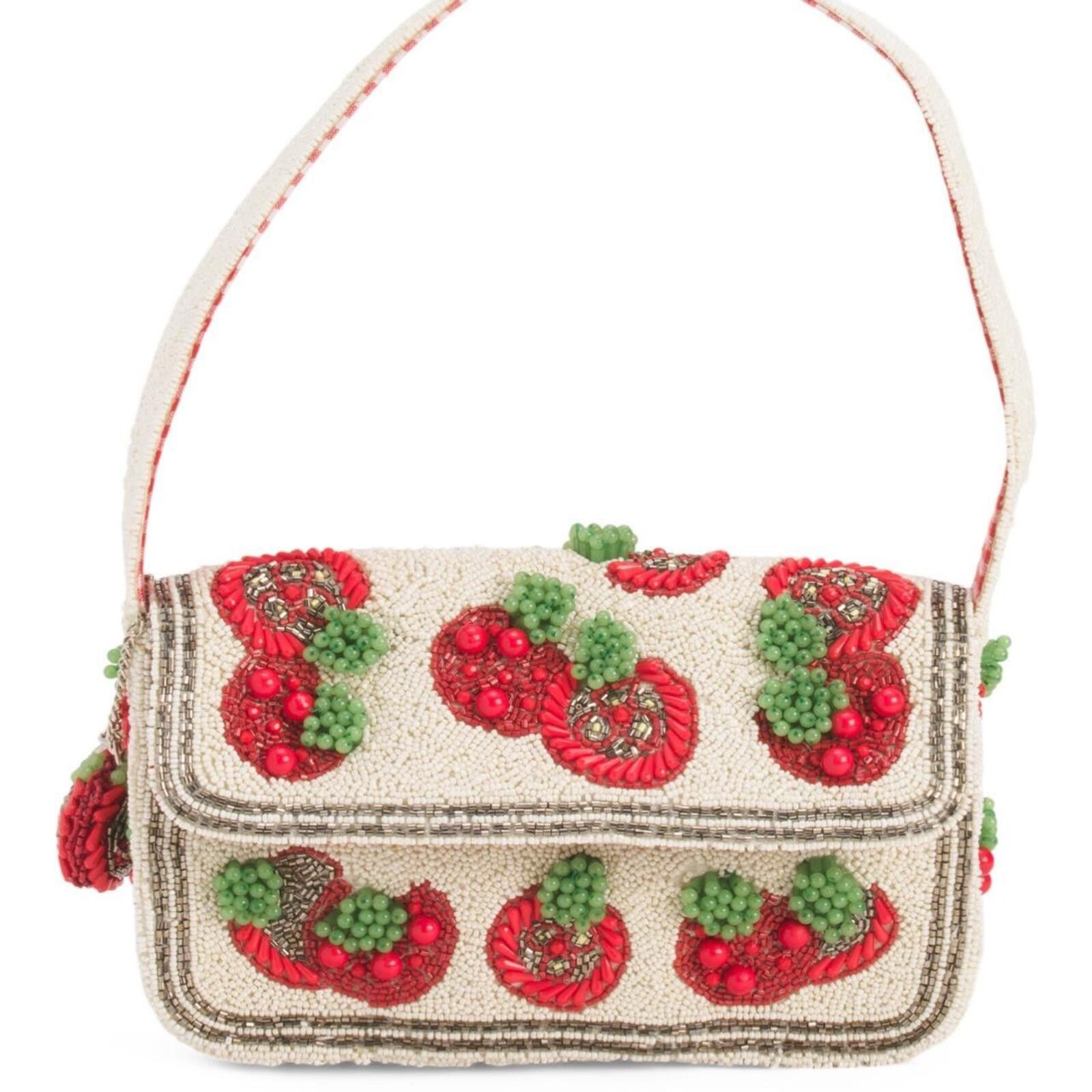 Marsell TikTok Viral Tomato Beaded Bag with Red Gingham Lining Size ONE SIZE - 2 Thumbnail