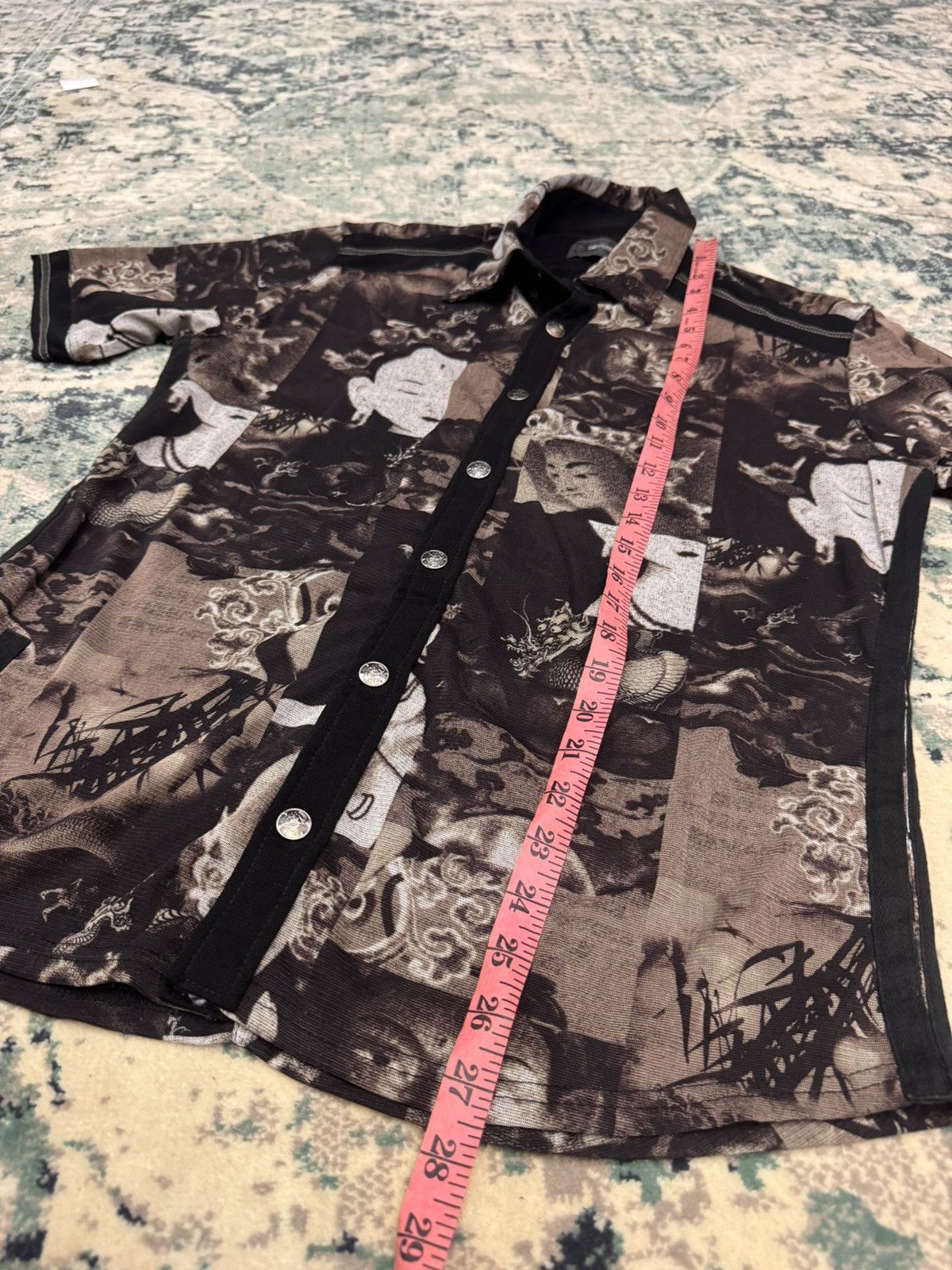 14th Addiction OZZ CONTE EASTERN ORIENTAL MOTIVE OVERPRINT BUTTON UP SHIRT Size US L / EU 52-54 / 3 - 4 Thumbnail
