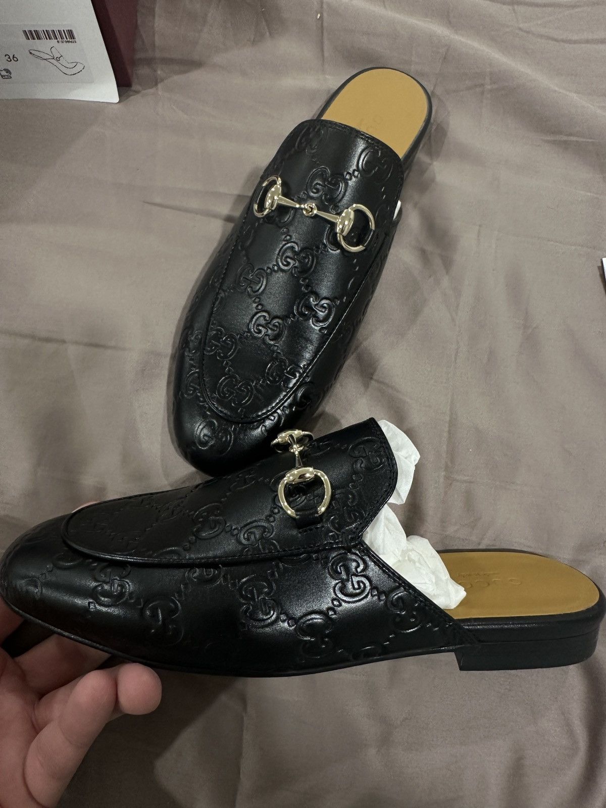 Gucci Gucci Princetown GG Mules in Embossed Leather Size US 6 / IT 36 - 3 Thumbnail