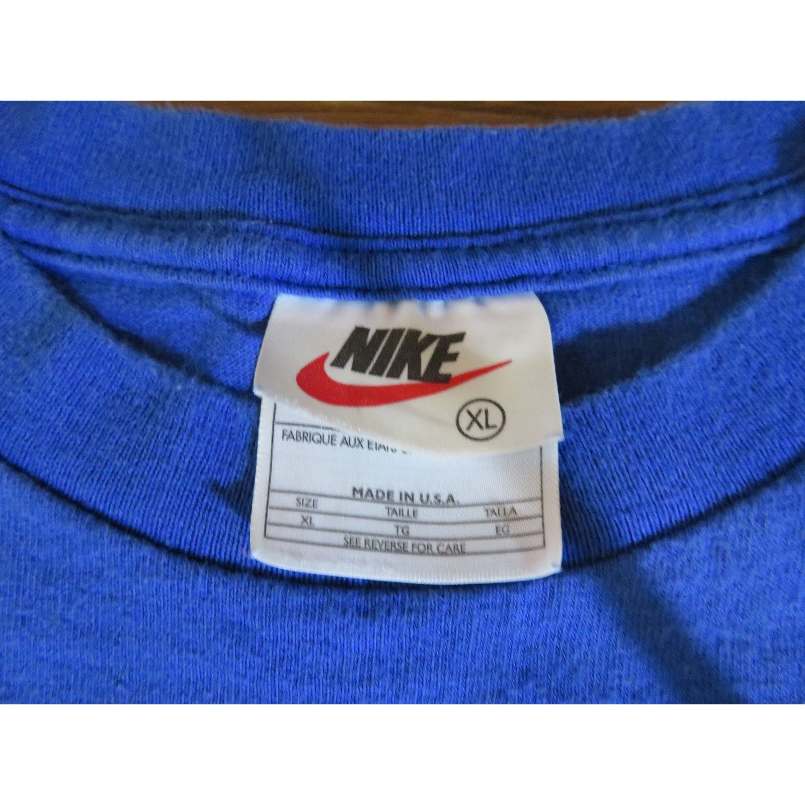 Nike Nike Small Swoosh Blue T-shirt Sz XL 1990s Size US XL / EU 56 / 4 - 3 Thumbnail