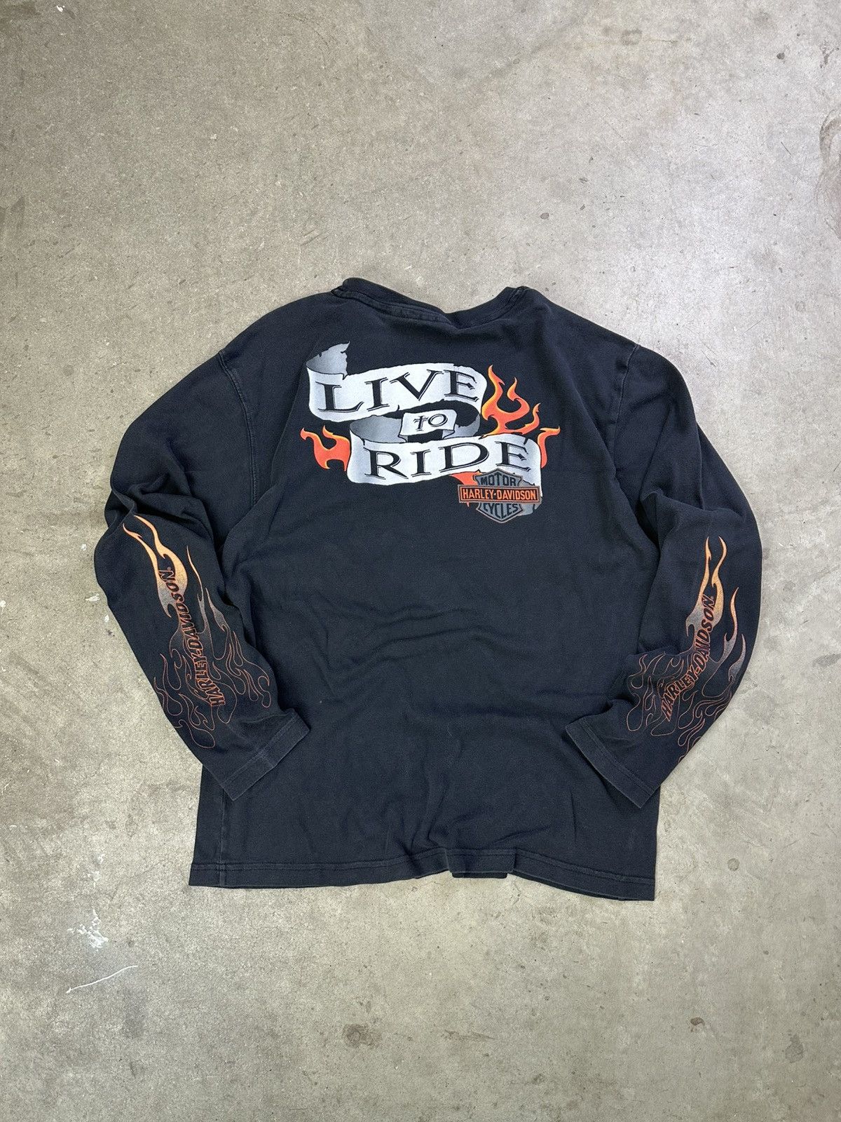 Harley Davidson × Vintage Vintage Harley Davidson Live To Ride Longsleeve Large Size US L / EU 52-54 / 3 - 1 Thumbnail