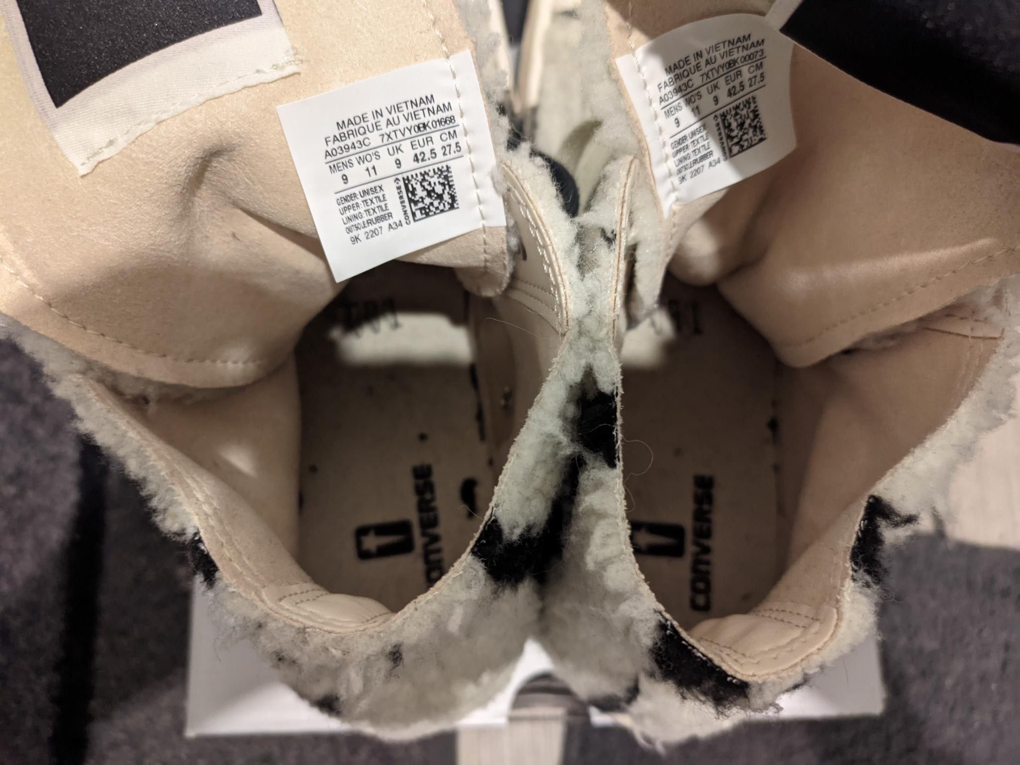 Rick Owens Drkshdw TURBODRK Zebra Fleece Converse Hightop Sneakers Size US 9 / EU 42 - 4 Thumbnail