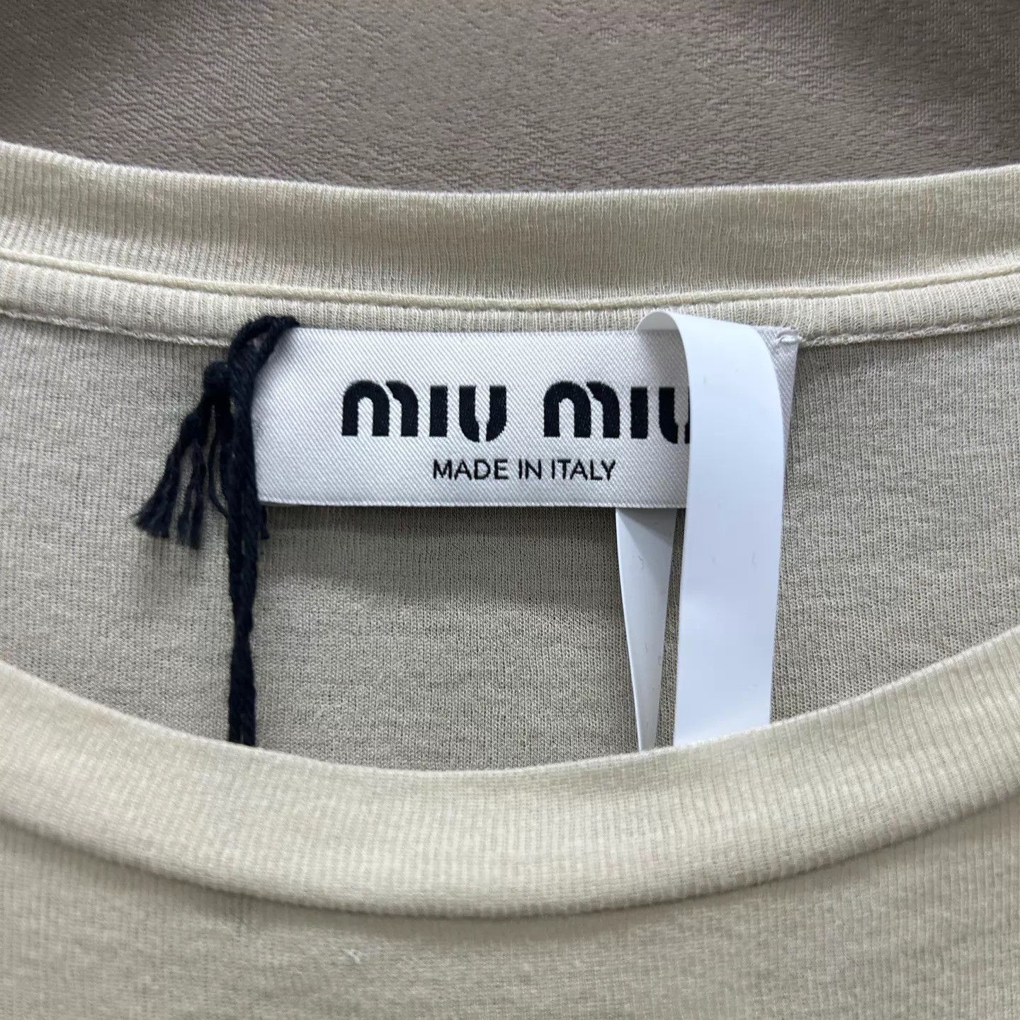 Miu Miu MIU MIU Beige Logo Embroidered Long Sleeve S (NWT) Size S / US 4 / IT 40 - 3 Thumbnail
