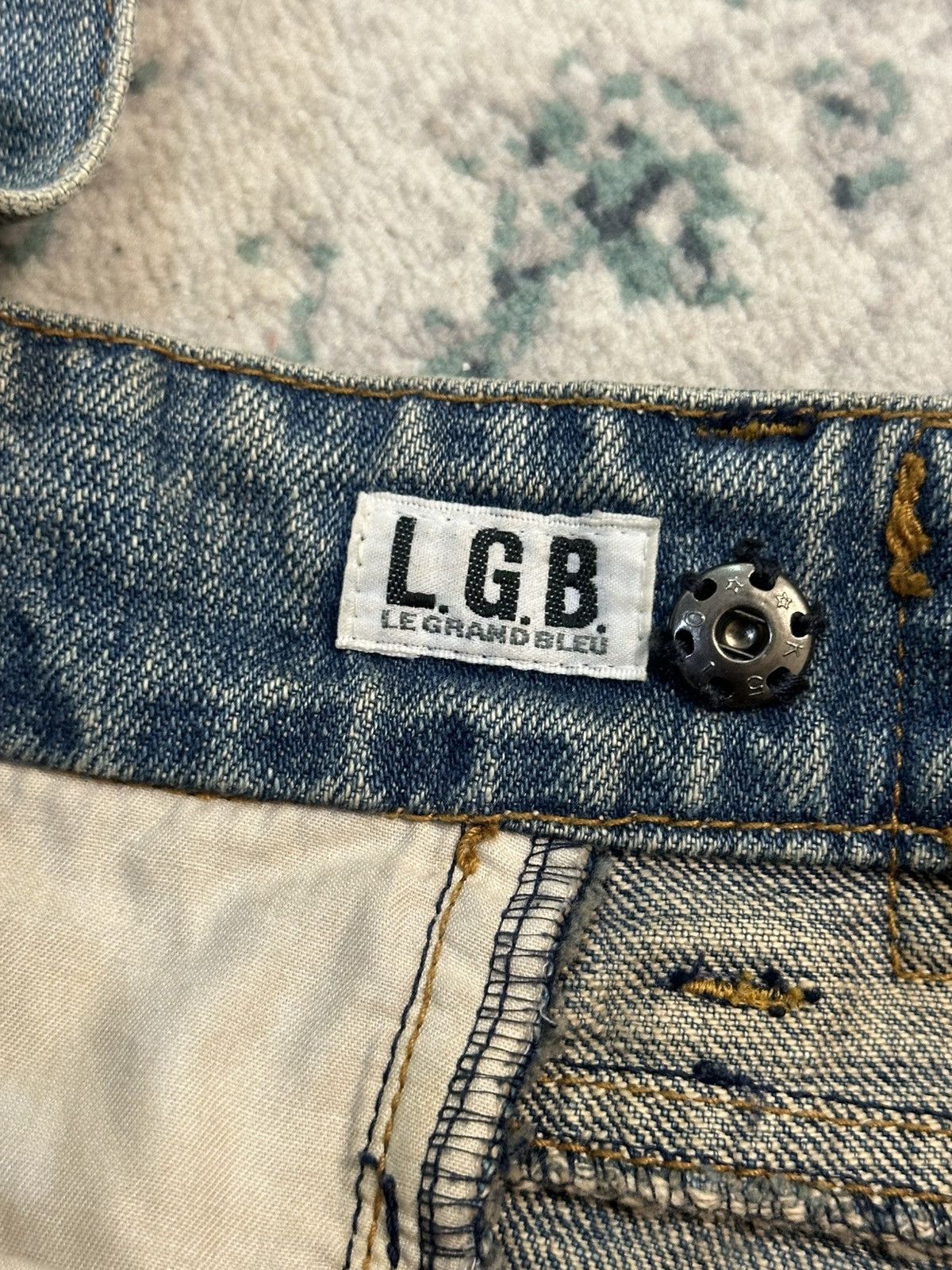If Six Was Nine L.G.B Le Grande Bleu | Reconstructed Denim Distressed Bag Size ONE SIZE - 10 Thumbnail