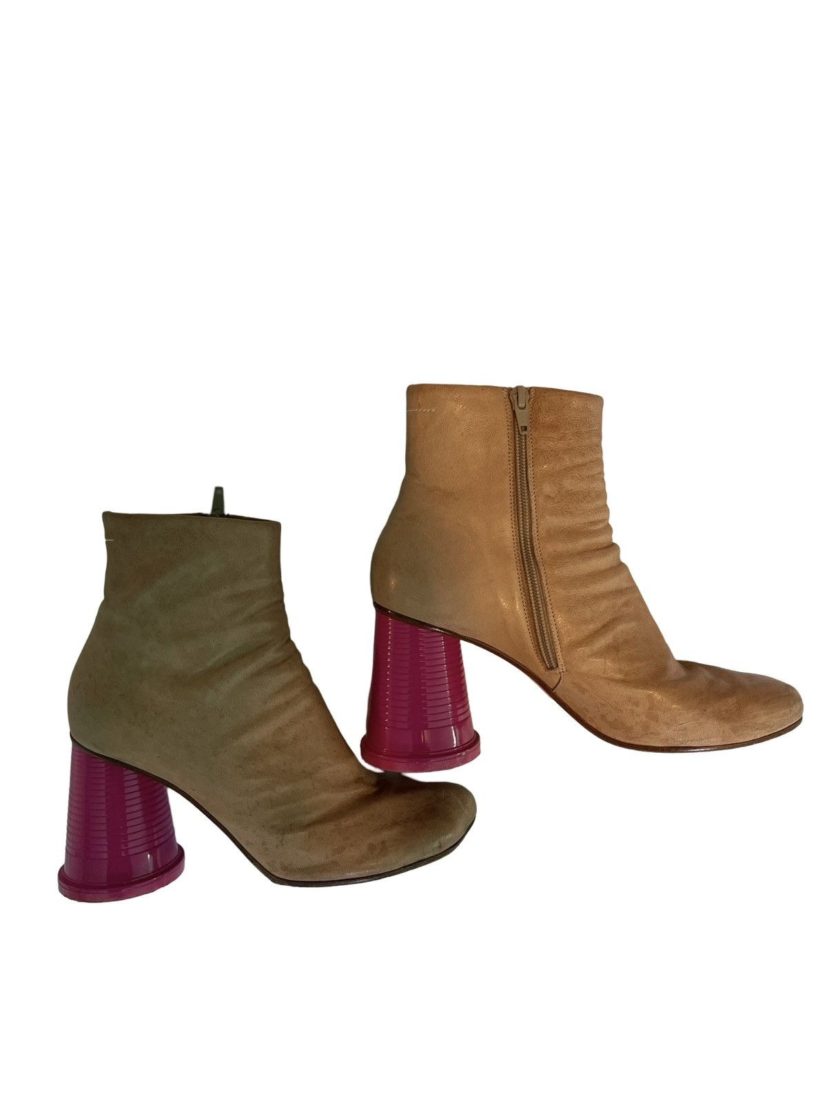 Maison Margiela MM6 MAISON MARGIELA | LEATHER PINK CUP BOOTIES Size US 8 / IT 38 - 3 Thumbnail