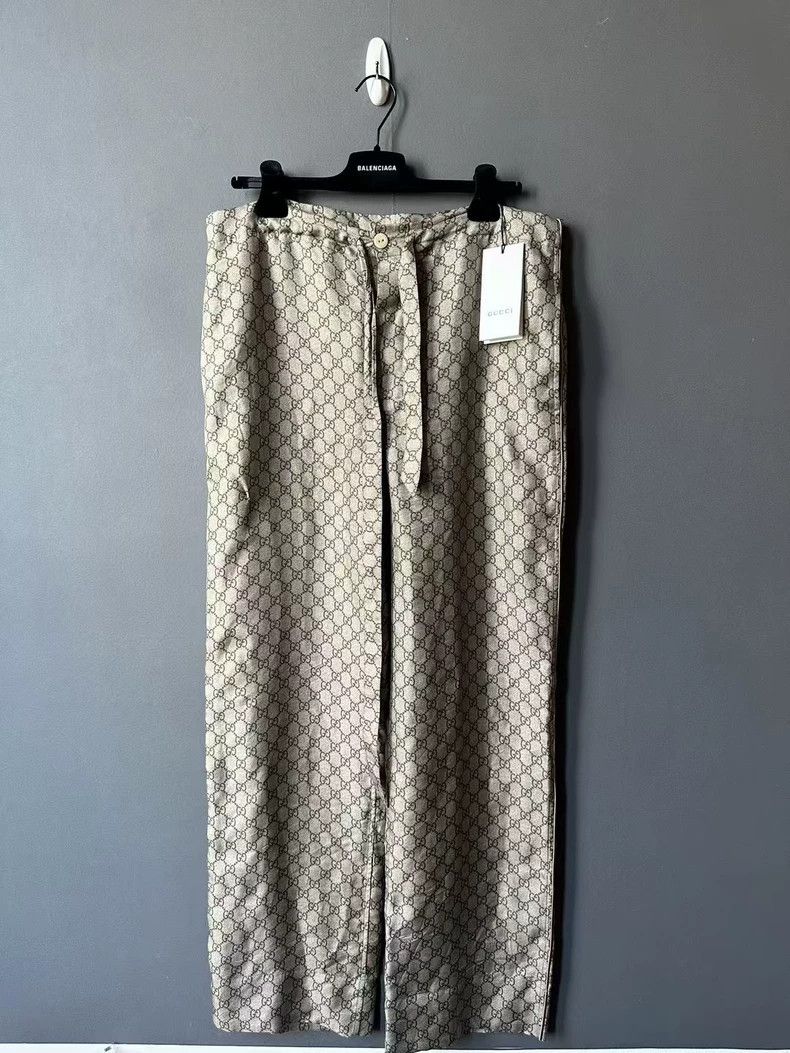 Gucci Gucci Brown full-print silk trousers 2501-Nextarrow Size US 32 / EU 48 - 1 Thumbnail