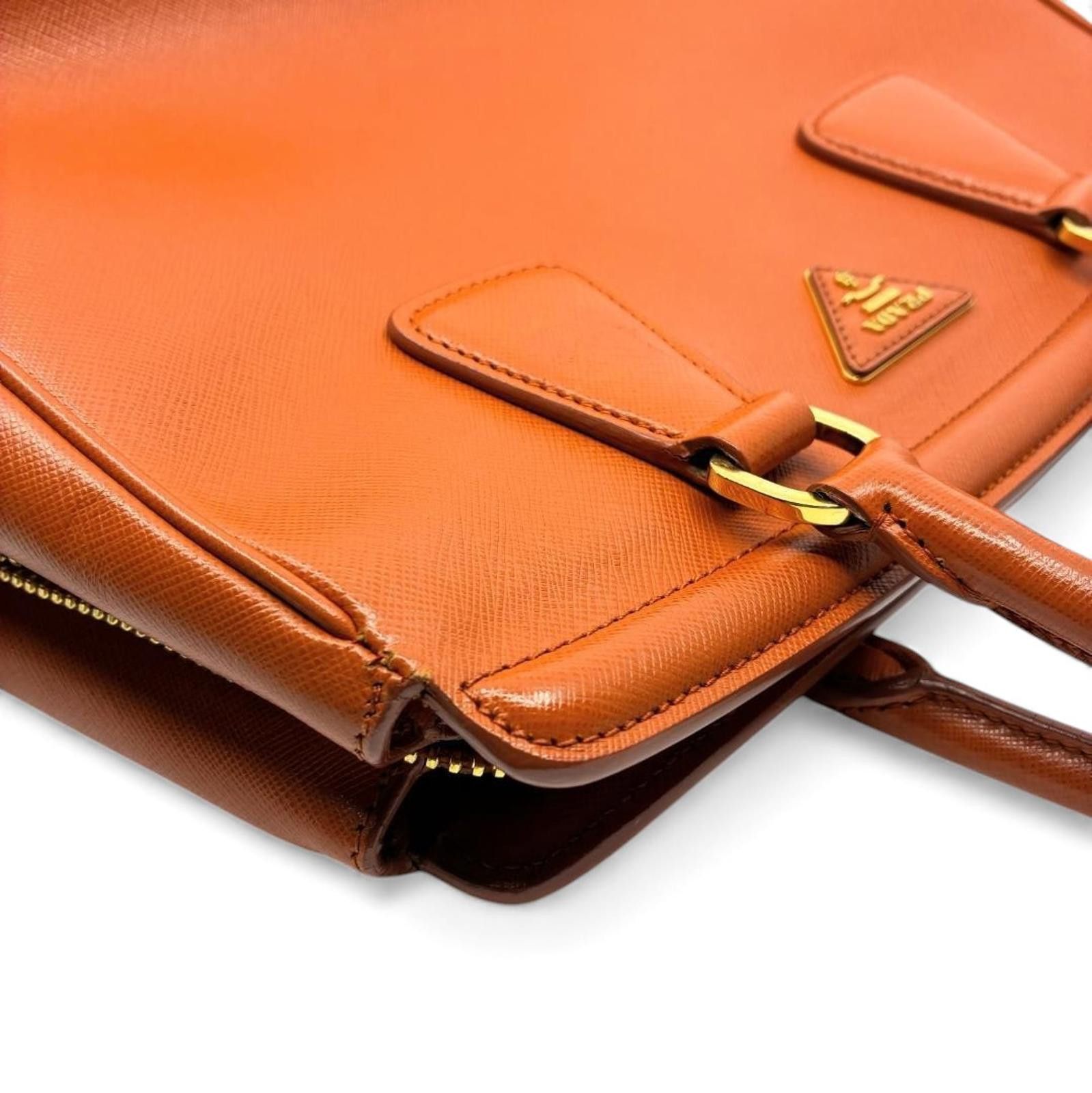 Prada Prada - Brown Orange Leather Handbag Size ONE SIZE - 4 Thumbnail