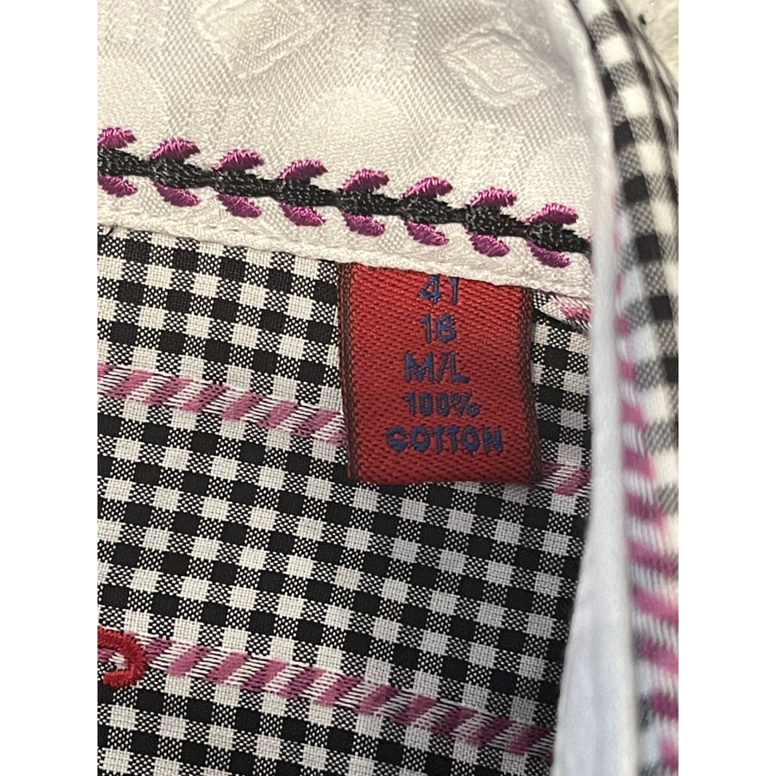 Robert Graham Robert Graham Mens Shirt Button-Up Long Sleeve Check Black White Contrasting Trim Embroidered Logo Size US M / EU 48-50 / 2 - 6 Thumbnail