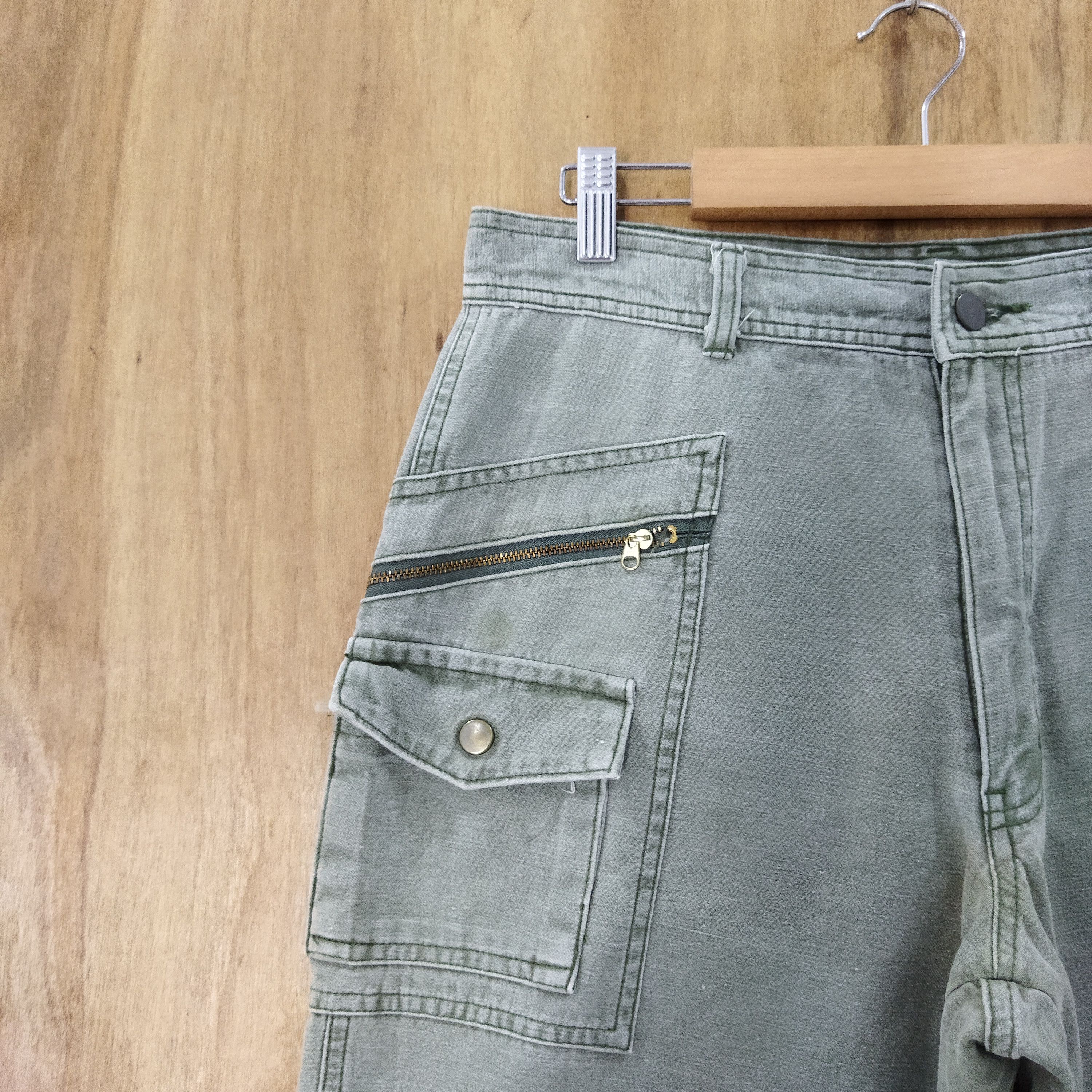 Japanese Brand GINEMEY FADED GREEN BUSH PANTS Size US 32 / EU 48 - 4 Thumbnail