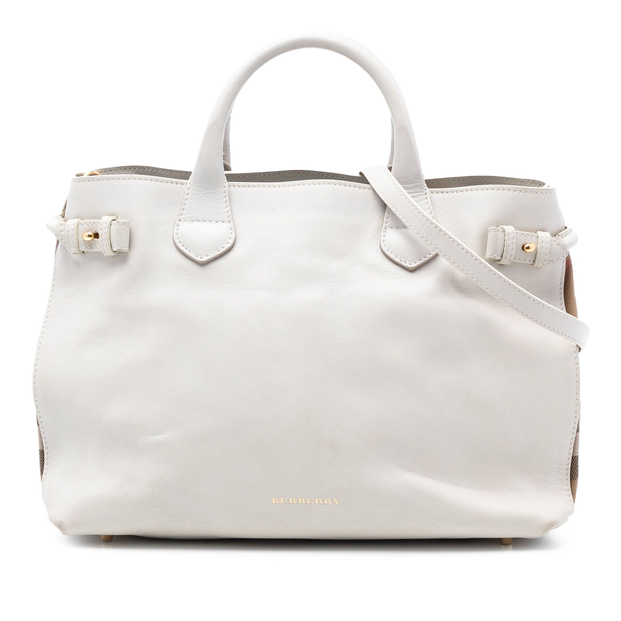 Burberry Medium Leather and House Check Banner Satchel Size ONE SIZE - 1 Thumbnail
