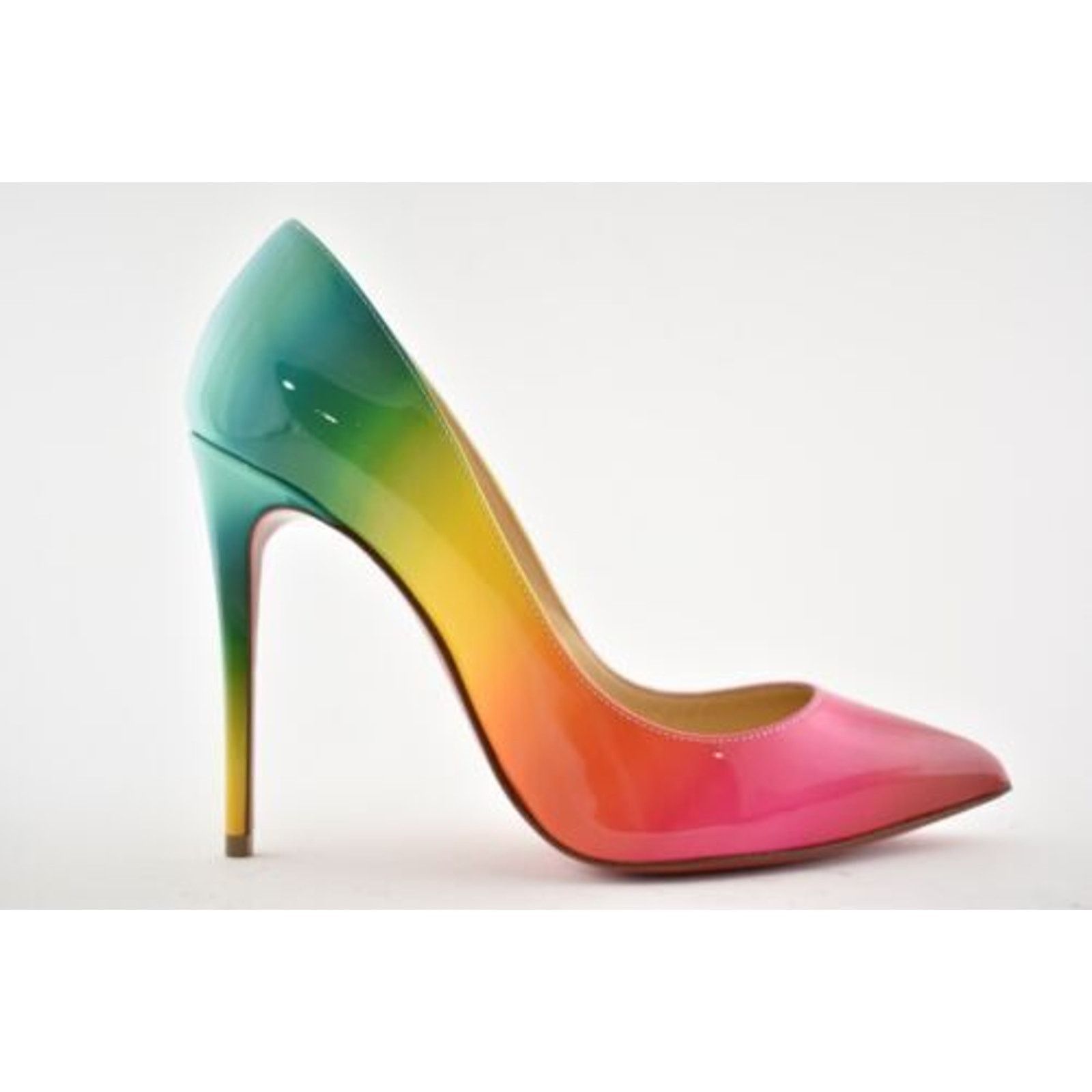 Christian Louboutin Christian Louboutin Pigalle Follies 100 Rainbow Red Blue Size US 5.5 / IT 35.5 - 4 Thumbnail