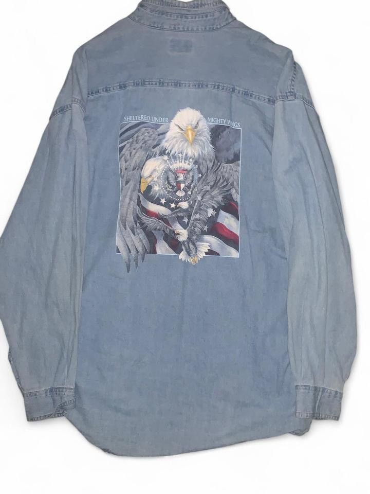 Other Vintage Eagle Graphic Denim Button-Up Size US XL / EU 56 / 4 - 3 Thumbnail