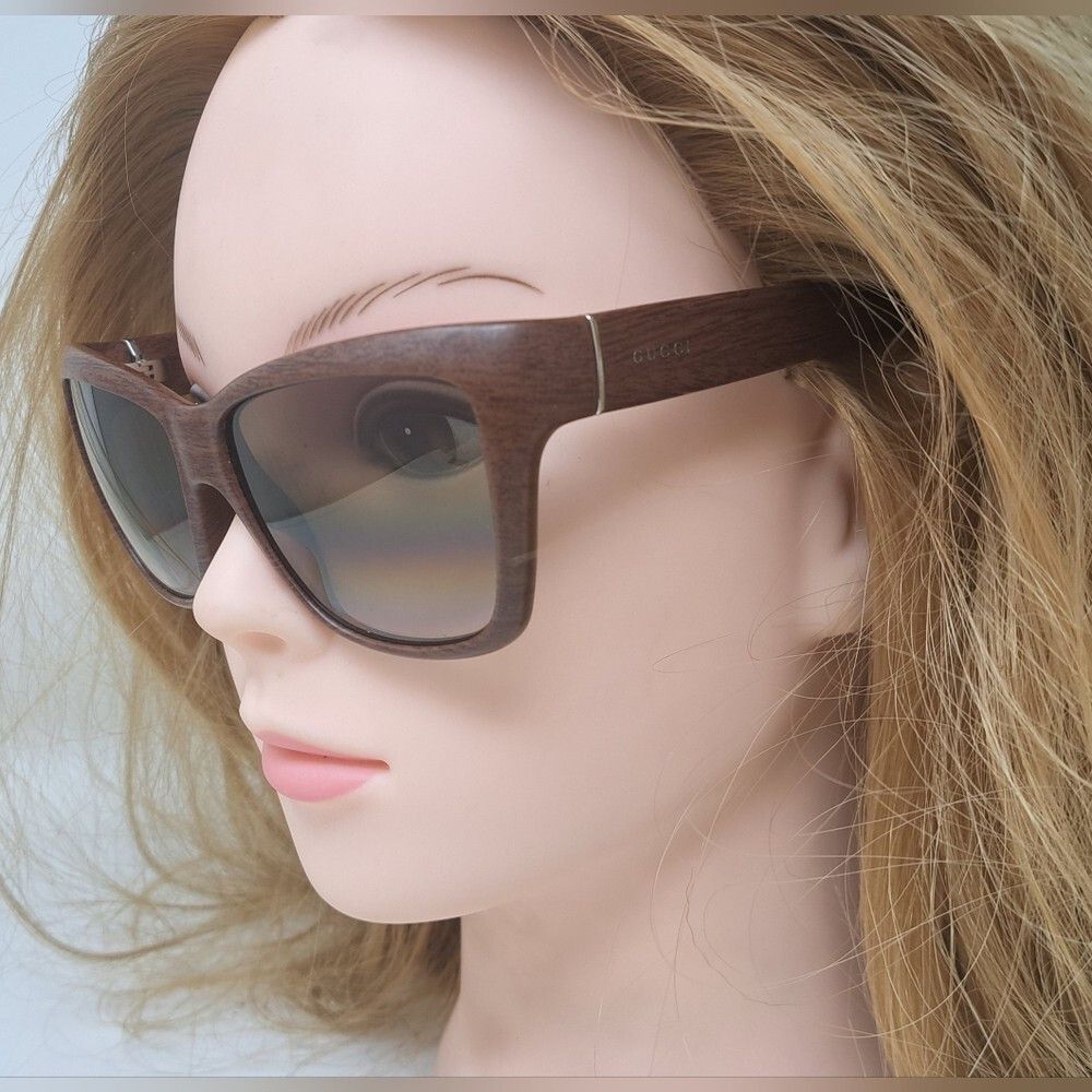 Gucci Gucci Women's Sunglasses Wood Grain Polarized Square GG 365 Size ONE SIZE - 3 Thumbnail