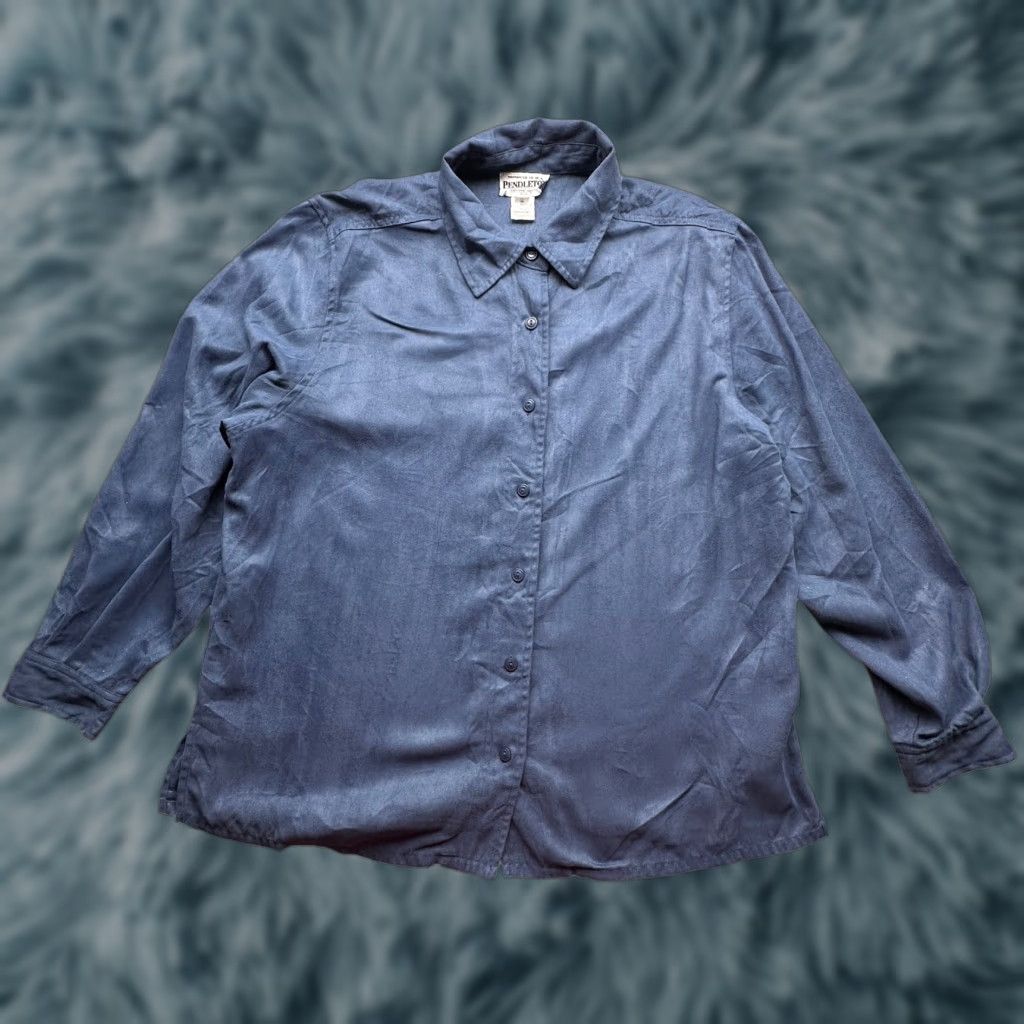 Pendleton VINTAGE Pendleton Shirt Top Womens 1X Plus Long Sleeve Button Up Blue Gray Boho Size XL / US 12-14 / IT 48-50 - 1 Thumbnail