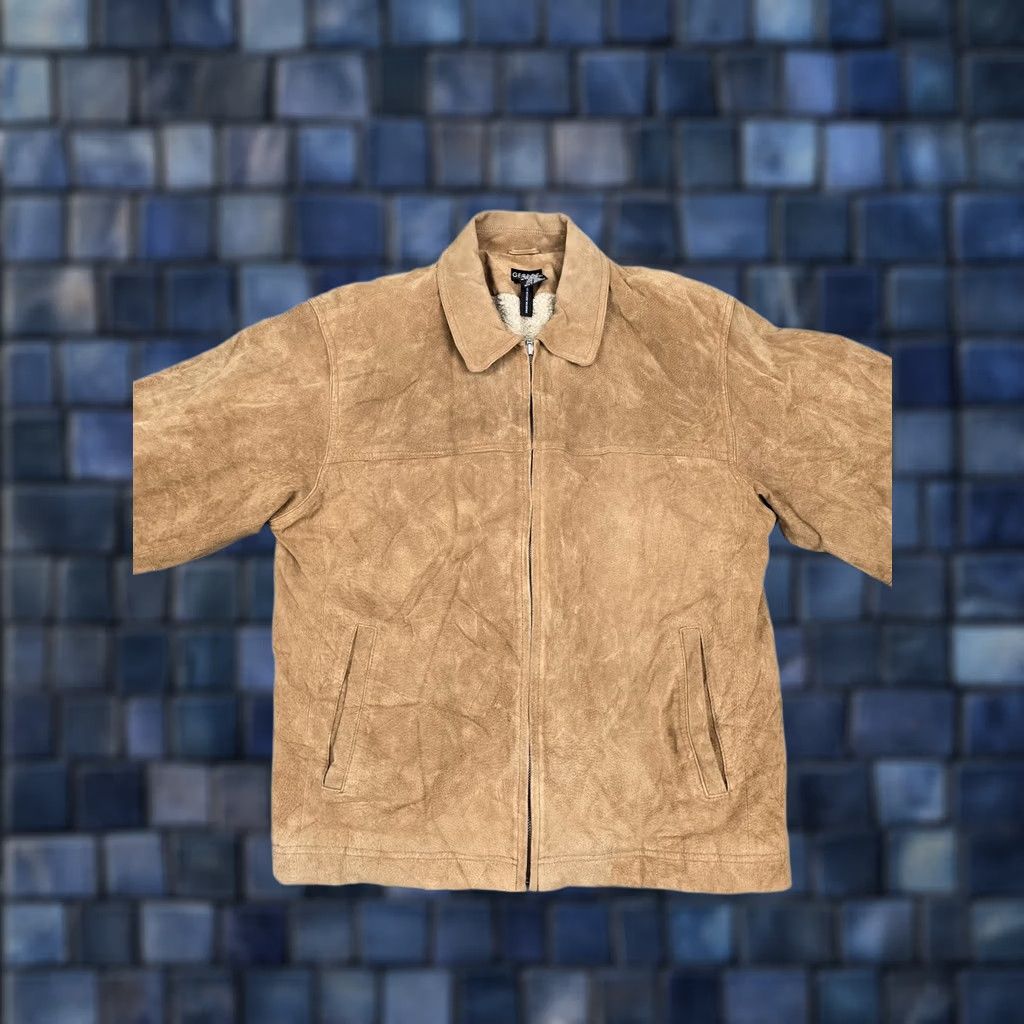 George George Leather Jacket - Large Mens Camel Sherpa Zip Front Coat Size US L / EU 52-54 / 3 - 1 Thumbnail