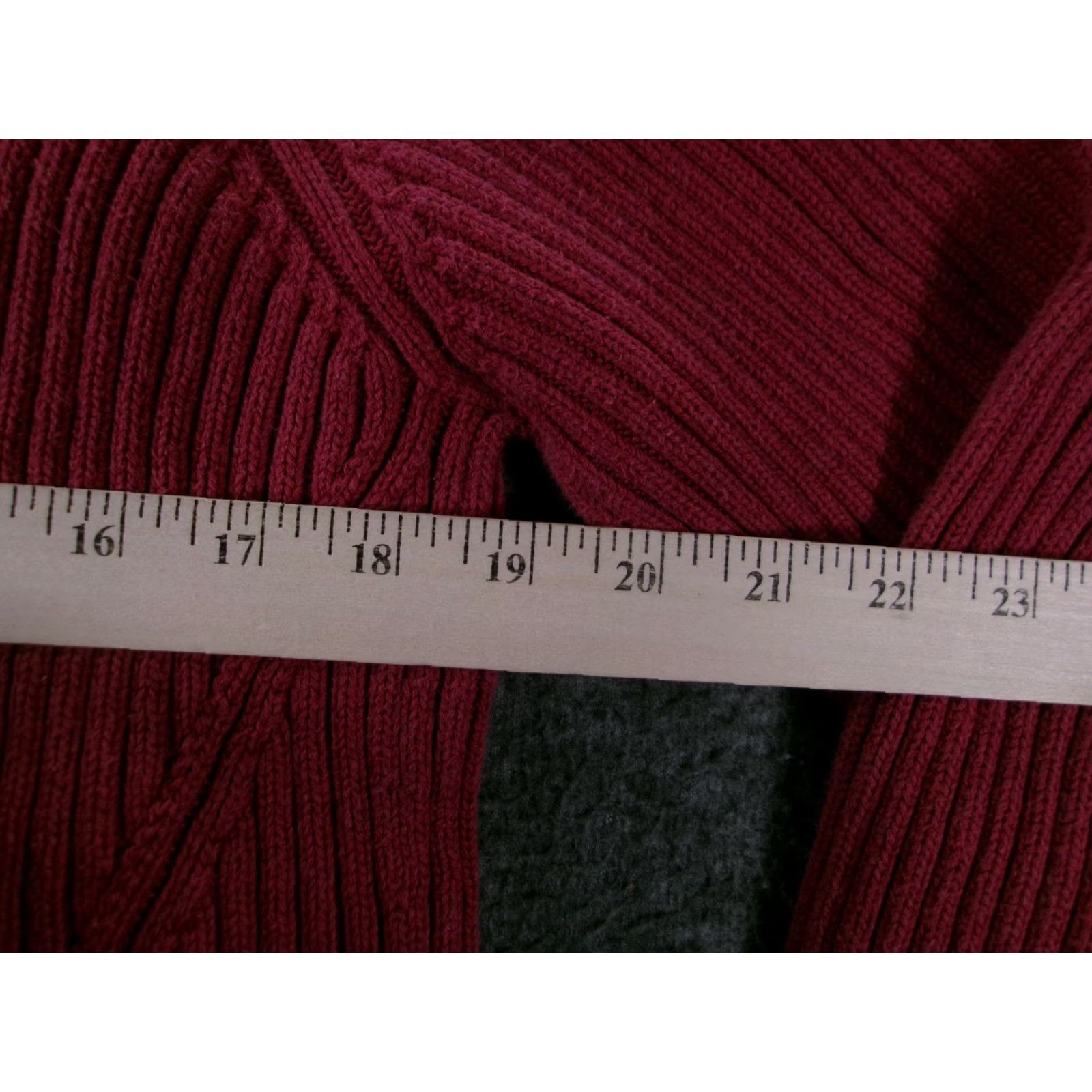 Lands' End Lands' End Sweater Womens M Ribbed Funnel Neck Button Raglan Cotton Burgundy Size M / US 6-8 / IT 42-44 - 3 Thumbnail